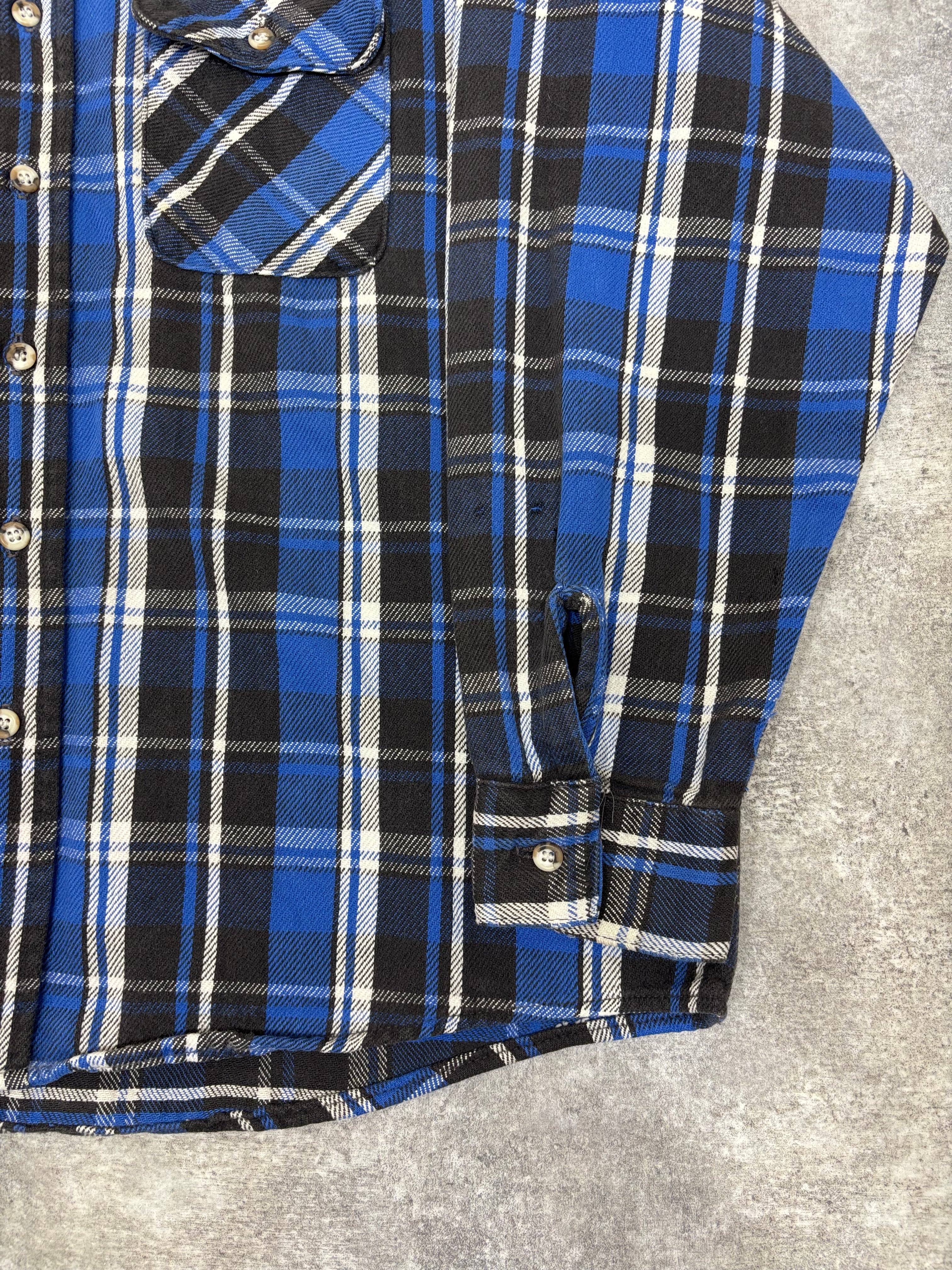1990s Five Brother Flannel Shirt Blue × Black Check