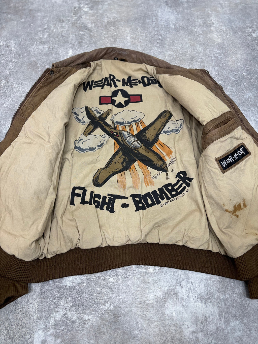 1990s Vintage Leather Flight Jacket “FLIGHT-BOMBER” by WEAR-ME-OUT