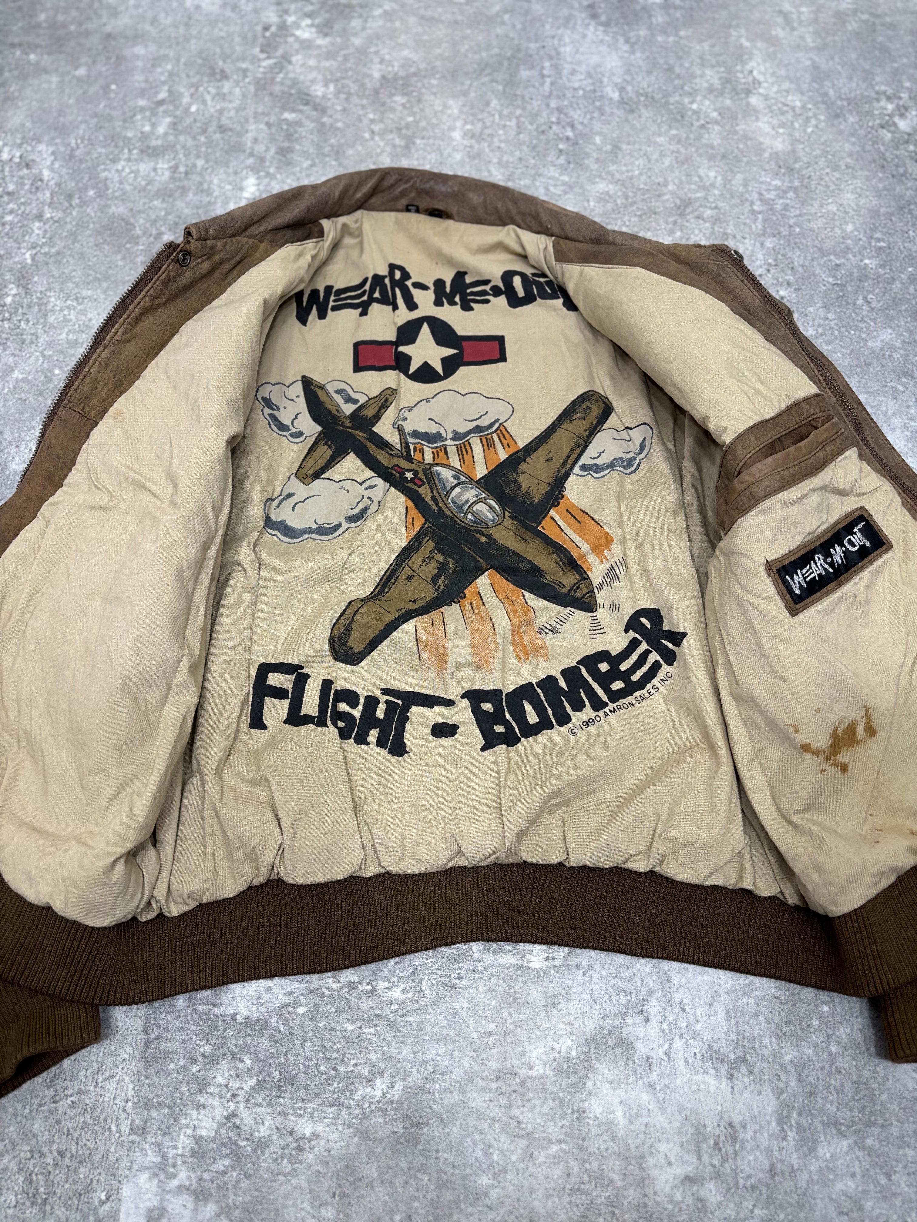 1990s Vintage Leather Flight Jacket “FLIGHT-BOMBER” by WEAR-ME-OUT