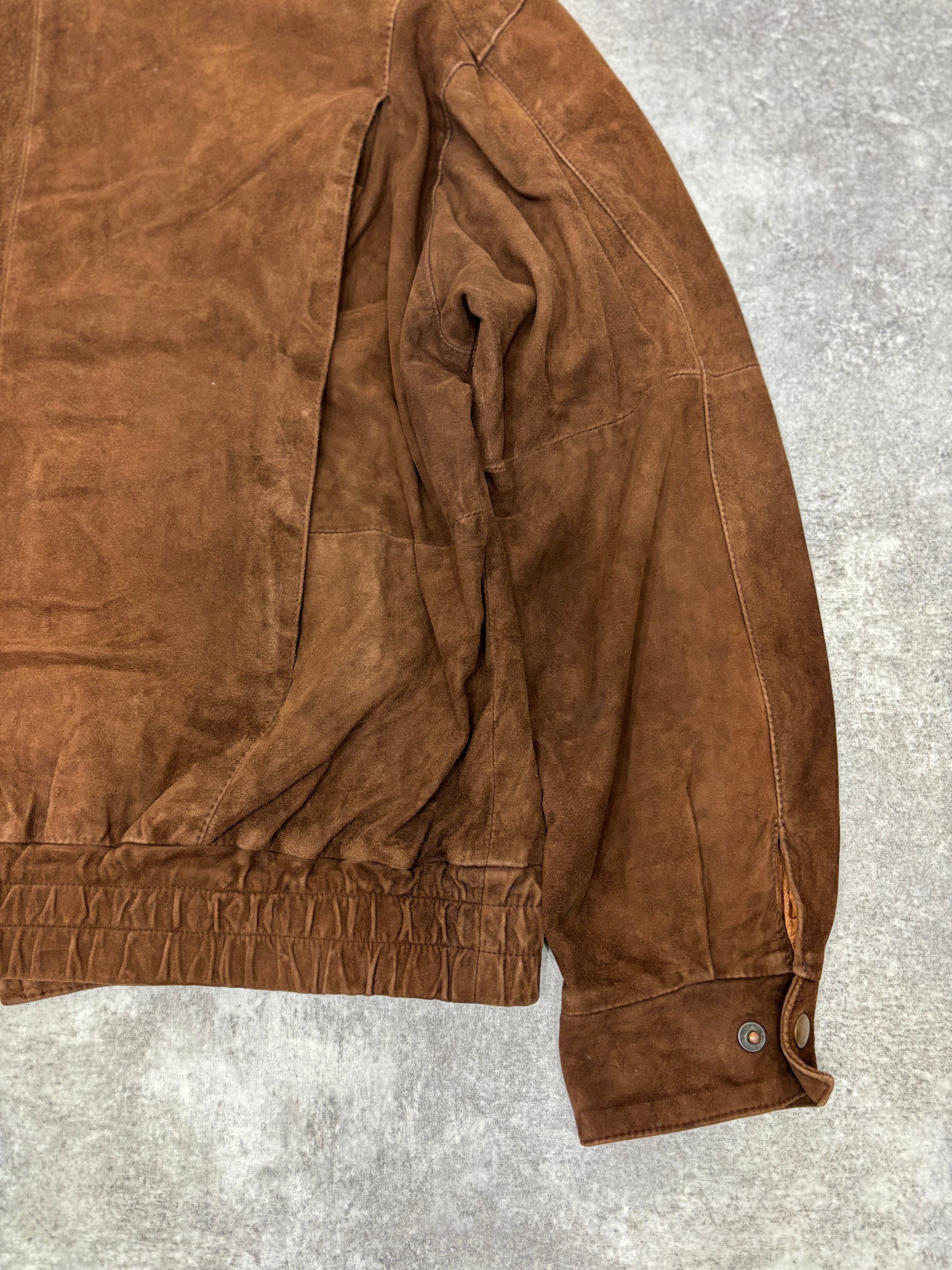 Brown Suede Leather Zip Jacket
