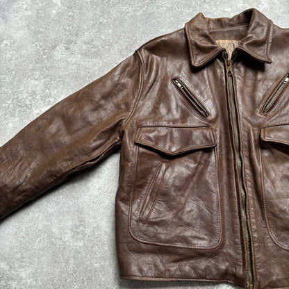 【~1990‘s】Brown Leather Jacket 『WORLD BEATERS』