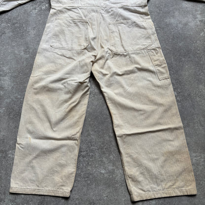 【1940's】Aviation Service Inc. White Coveralls 月桂樹ボタン