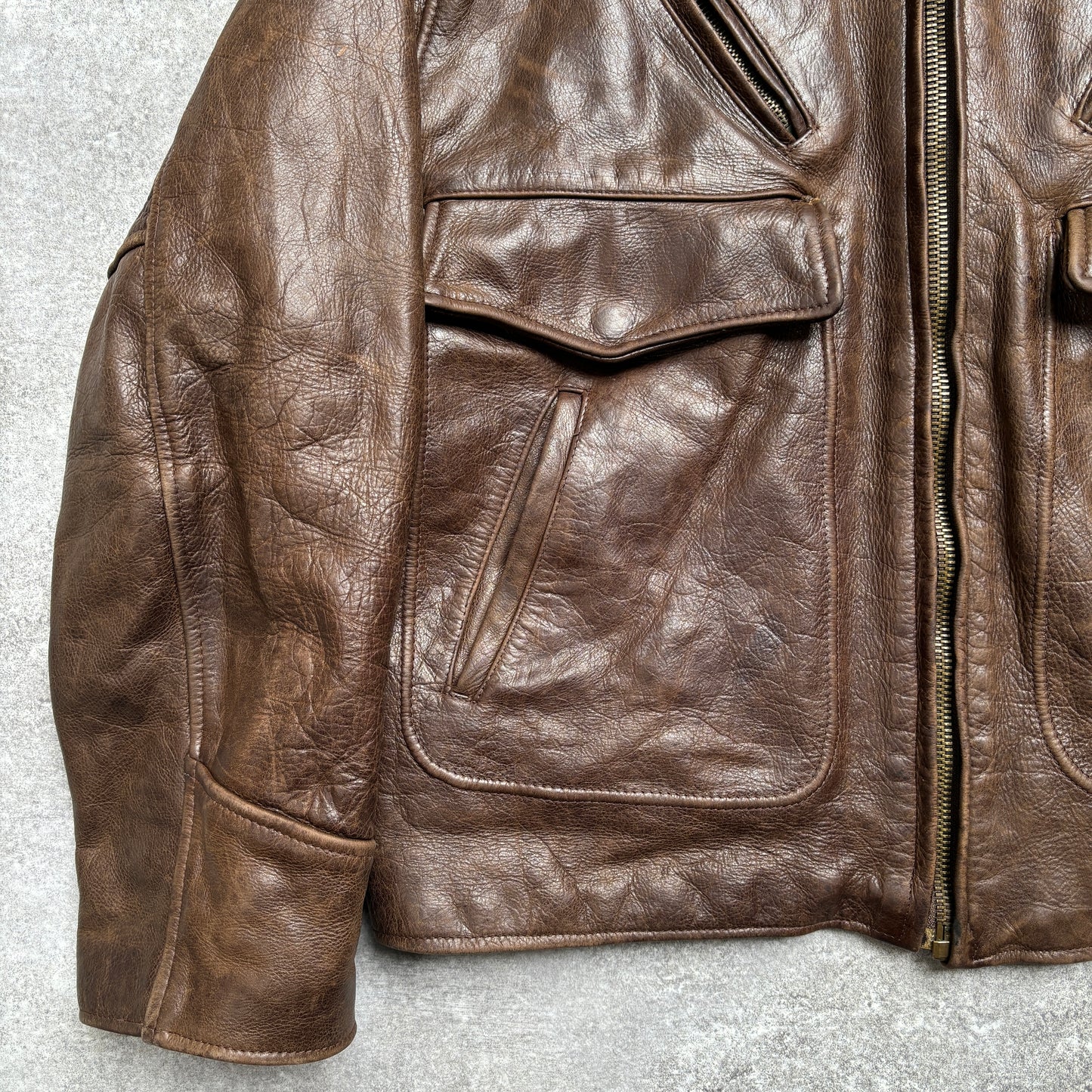 【~1990‘s】Brown Leather Jacket 『WORLD BEATERS』