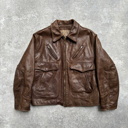 【~1990‘s】Brown Leather Jacket 『WORLD BEATERS』