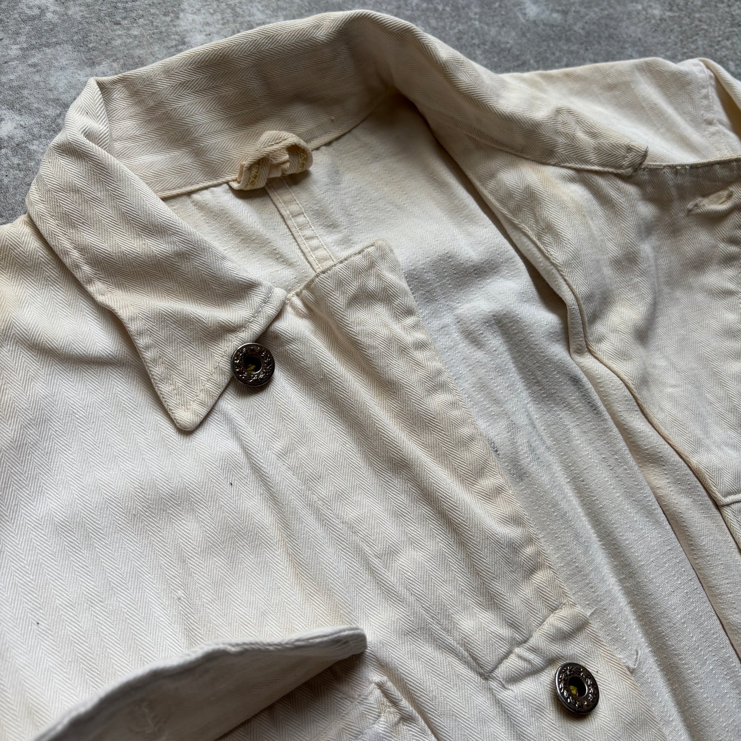 【1940's】Aviation Service Inc. White Coveralls 月桂樹ボタン