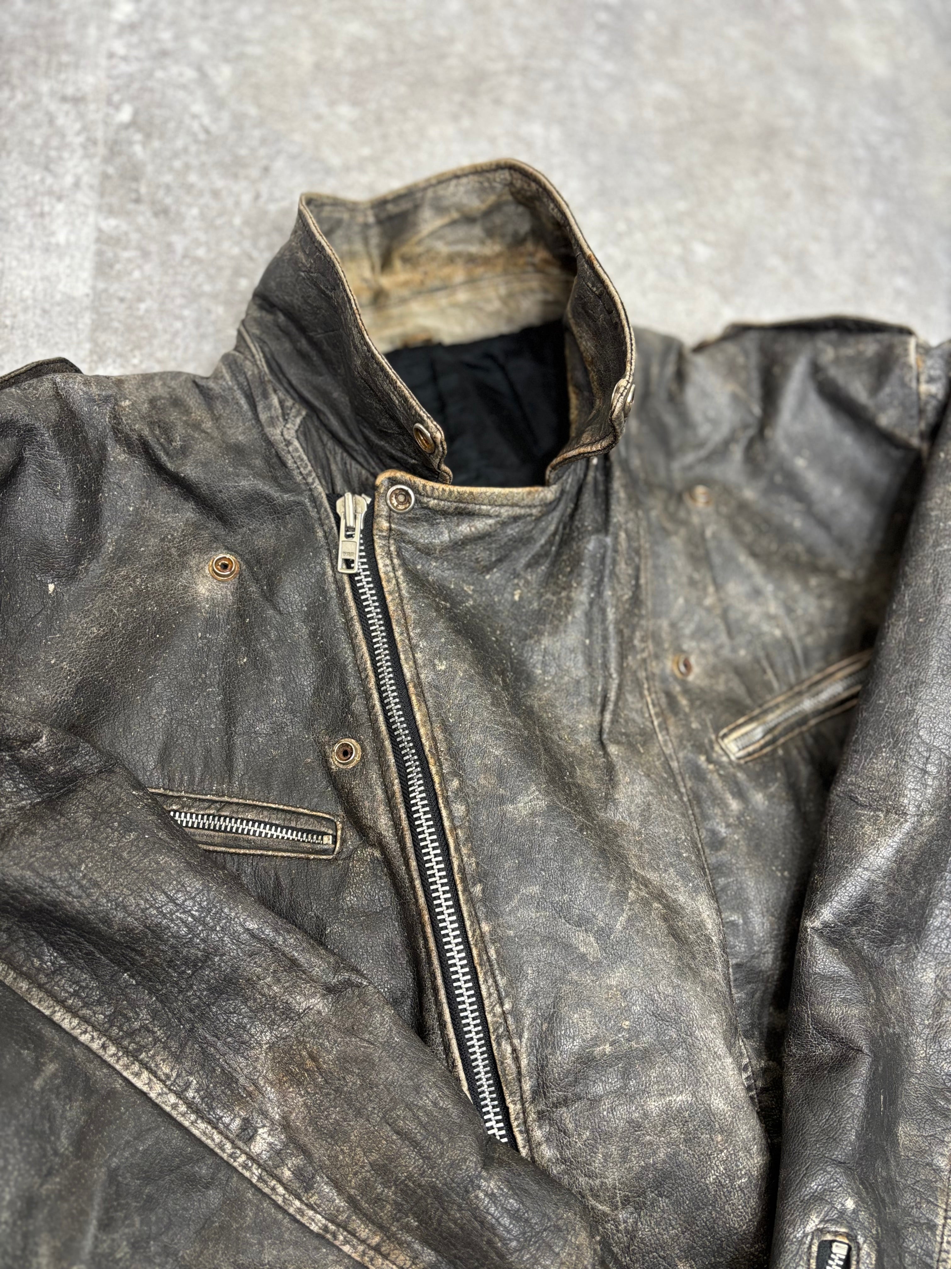 ～1990s Vintage Distressed Leather Riders Jacket