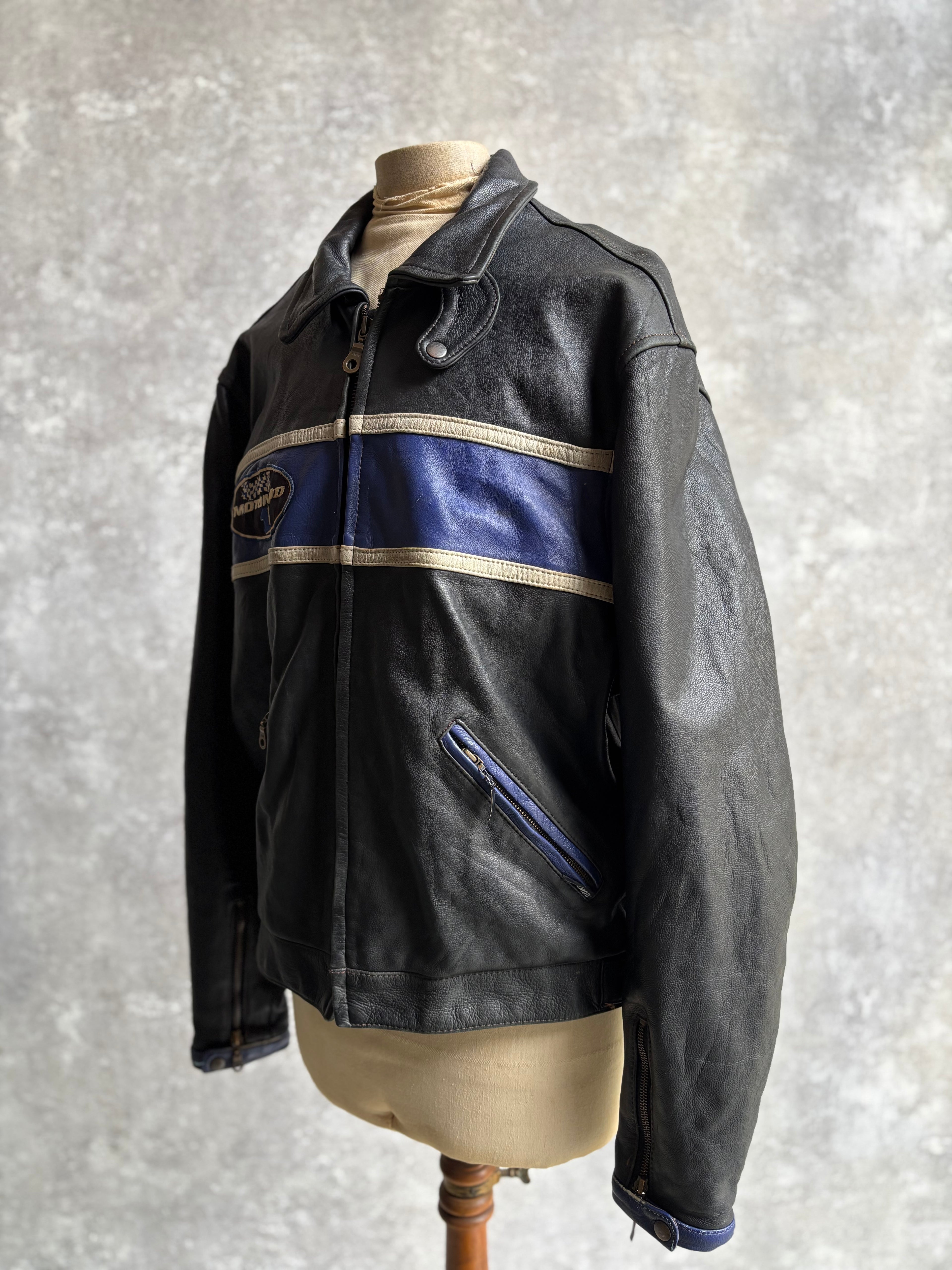 【~1990‘s】Black Leather Riders Jacket『Moto Mod』