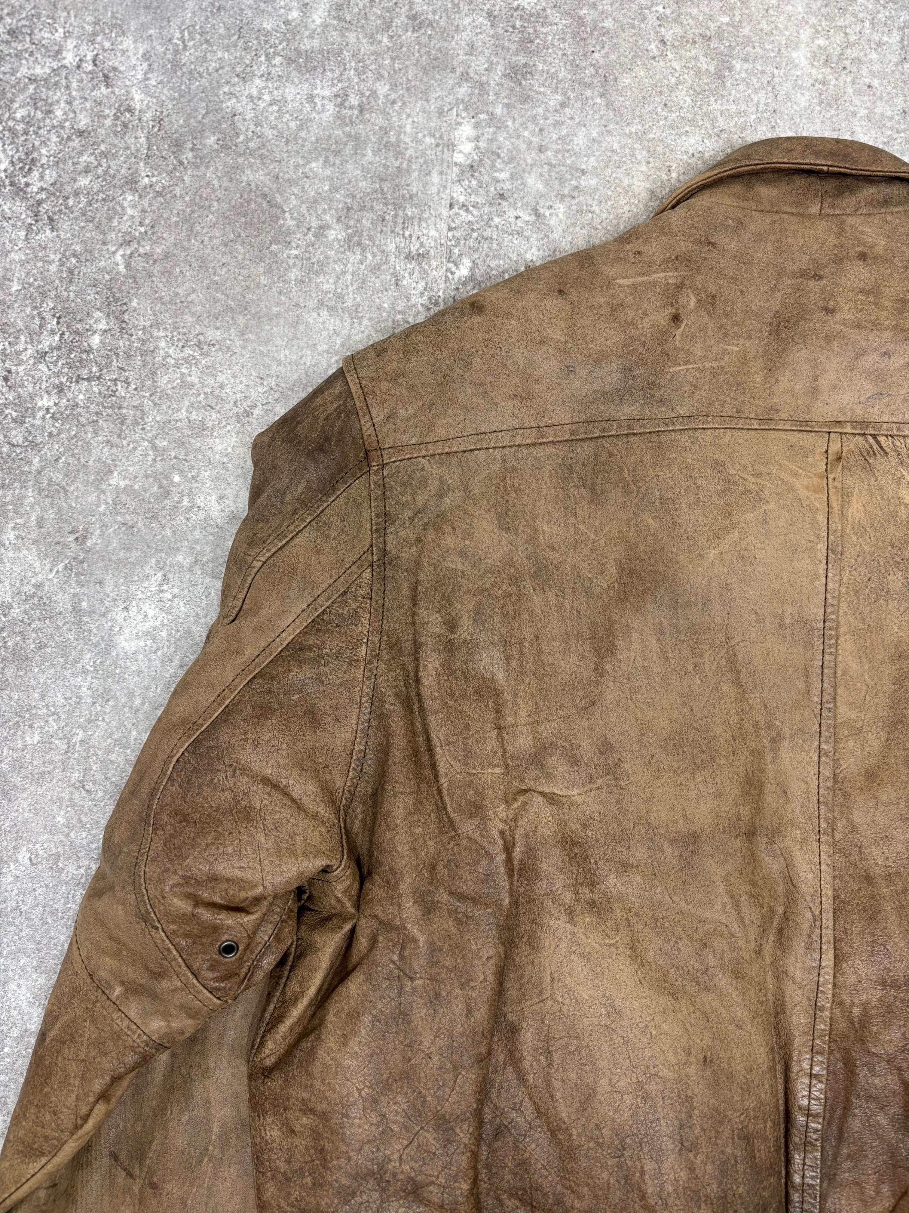 1990s Vintage Leather Flight Jacket “FLIGHT-BOMBER” by WEAR-ME-OUT