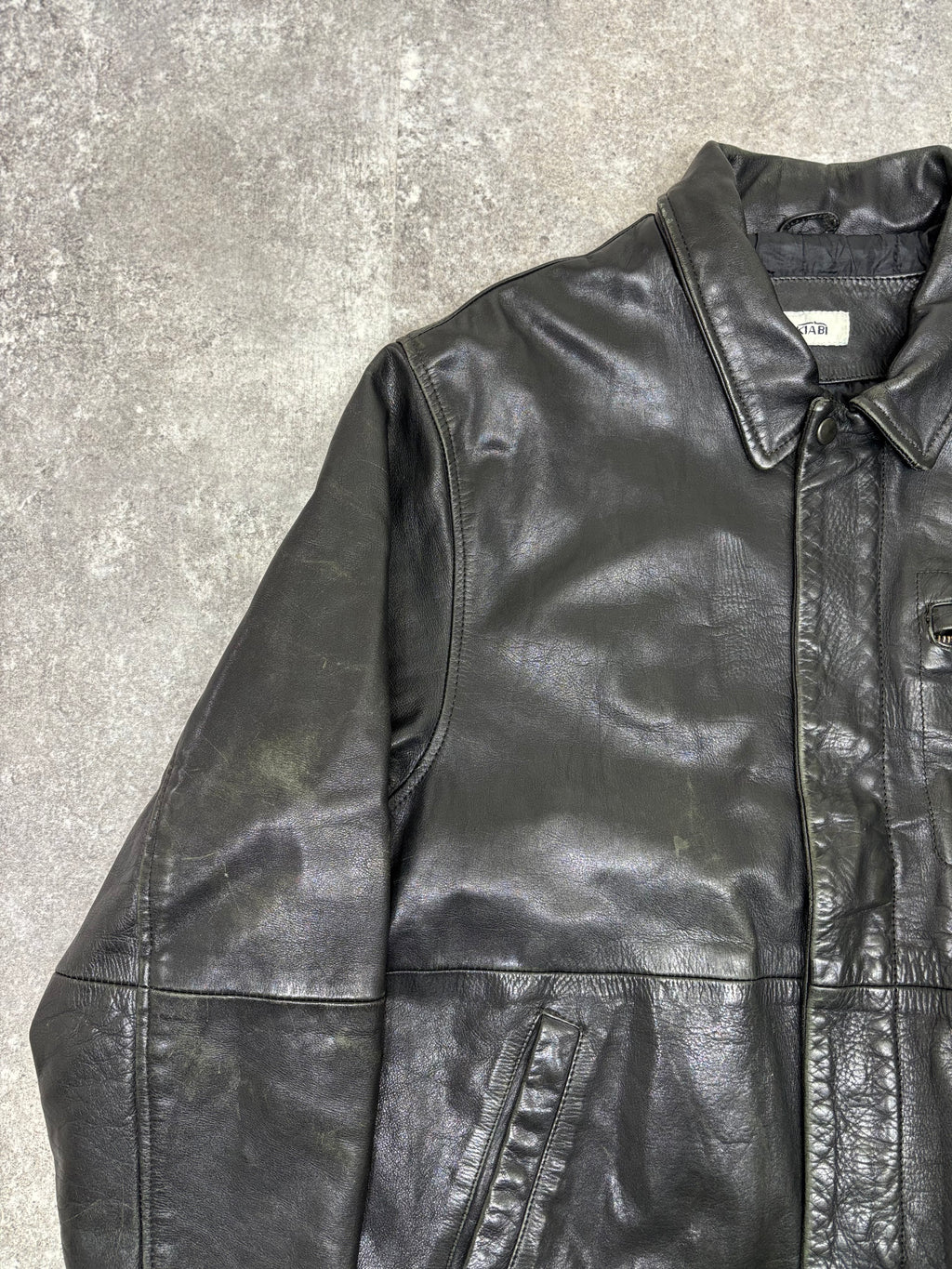 2000s Vintage Black Leather Jacket by KIABI