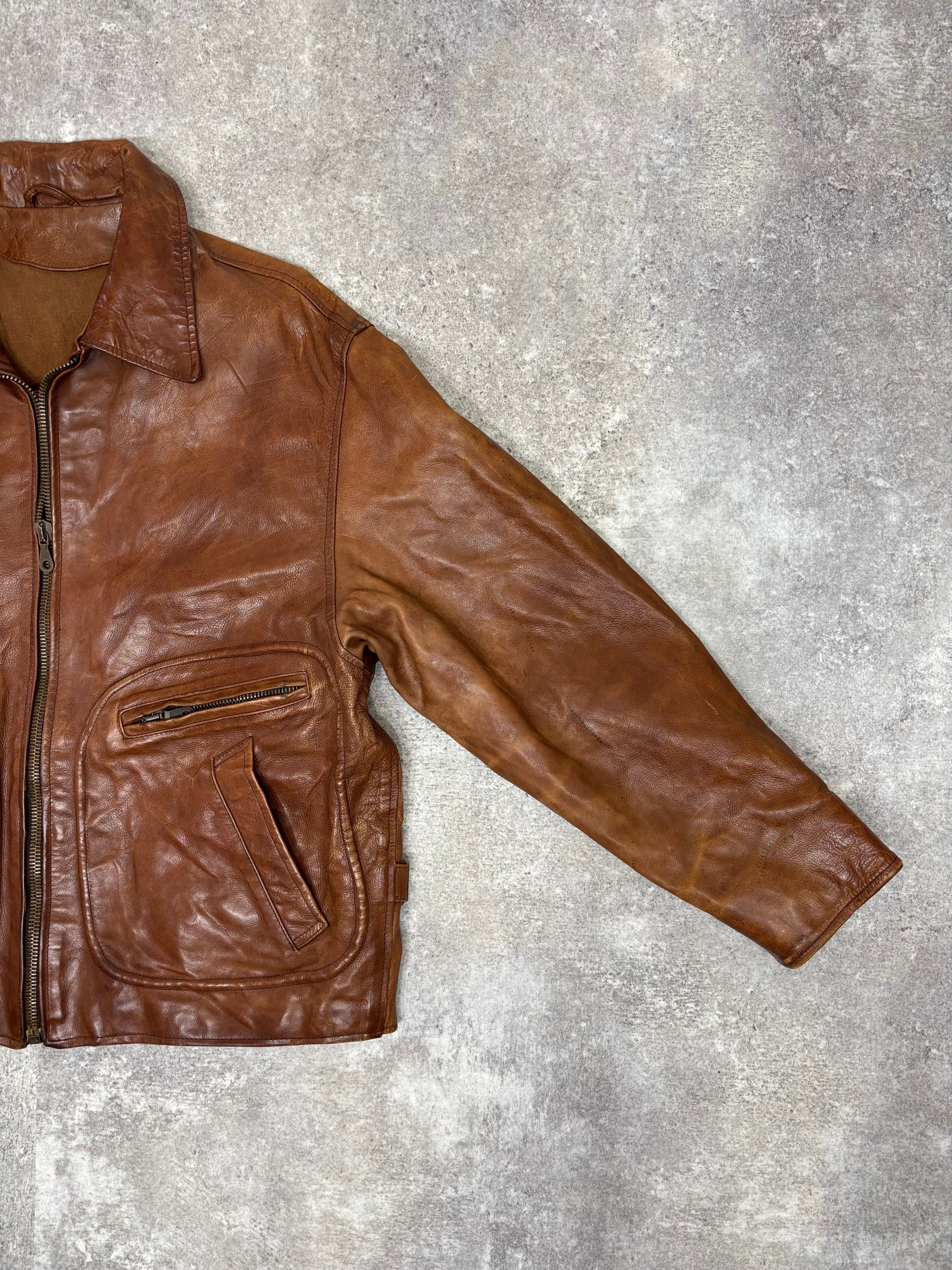 ~1990s Stealth & Co. Leather Zip Jacket – Brown