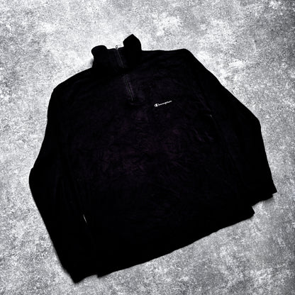 【1990’s】Champion Black Half-Zip Fleece Pullover