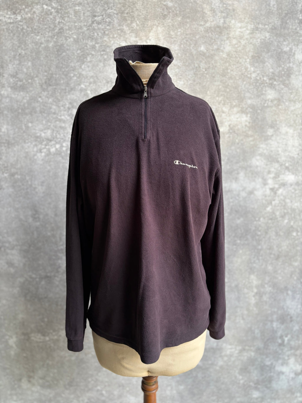 【1990’s】Champion Black Half-Zip Fleece Pullover