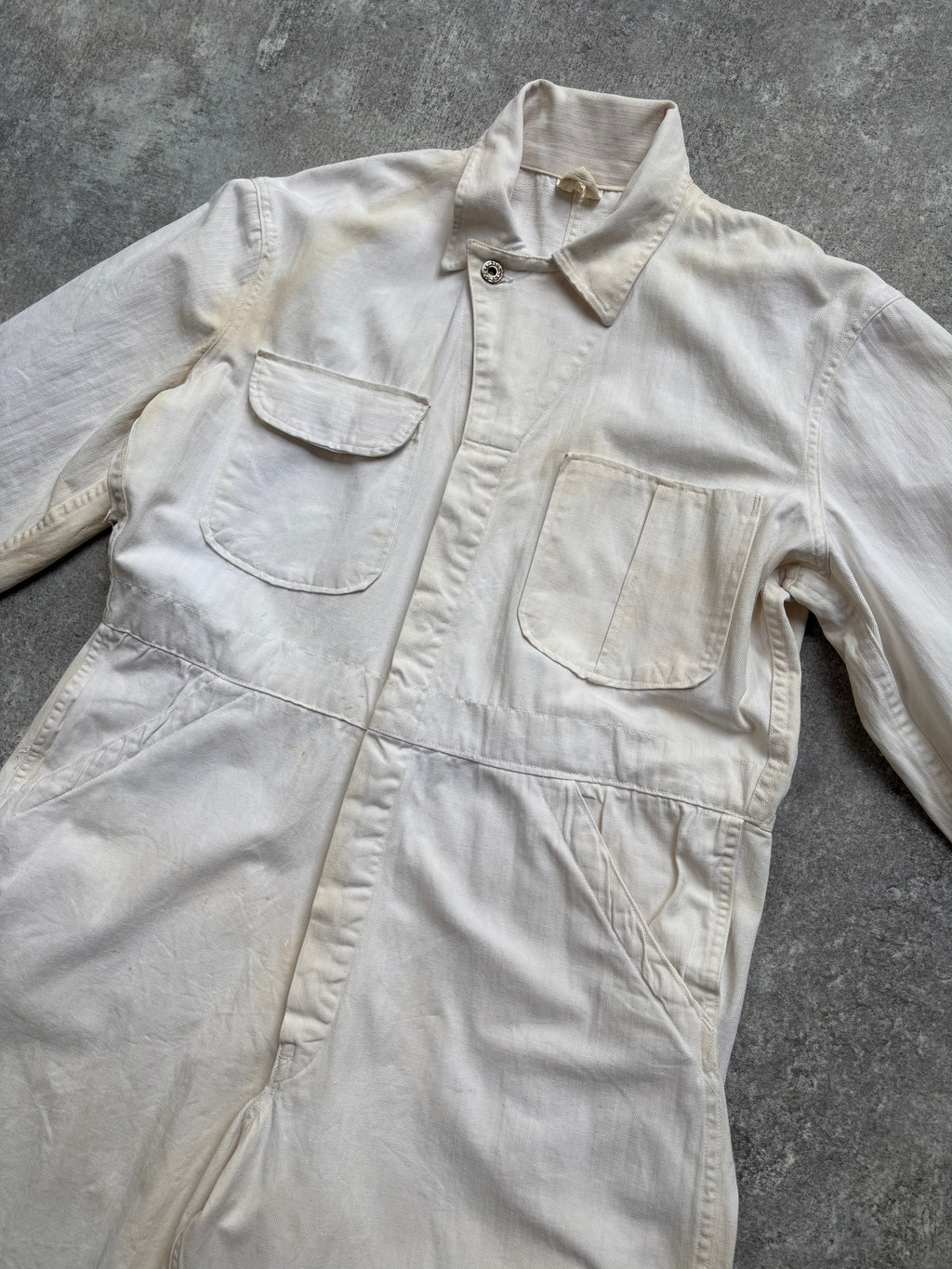 【1940's】Aviation Service Inc. White Coveralls 月桂樹ボタン
