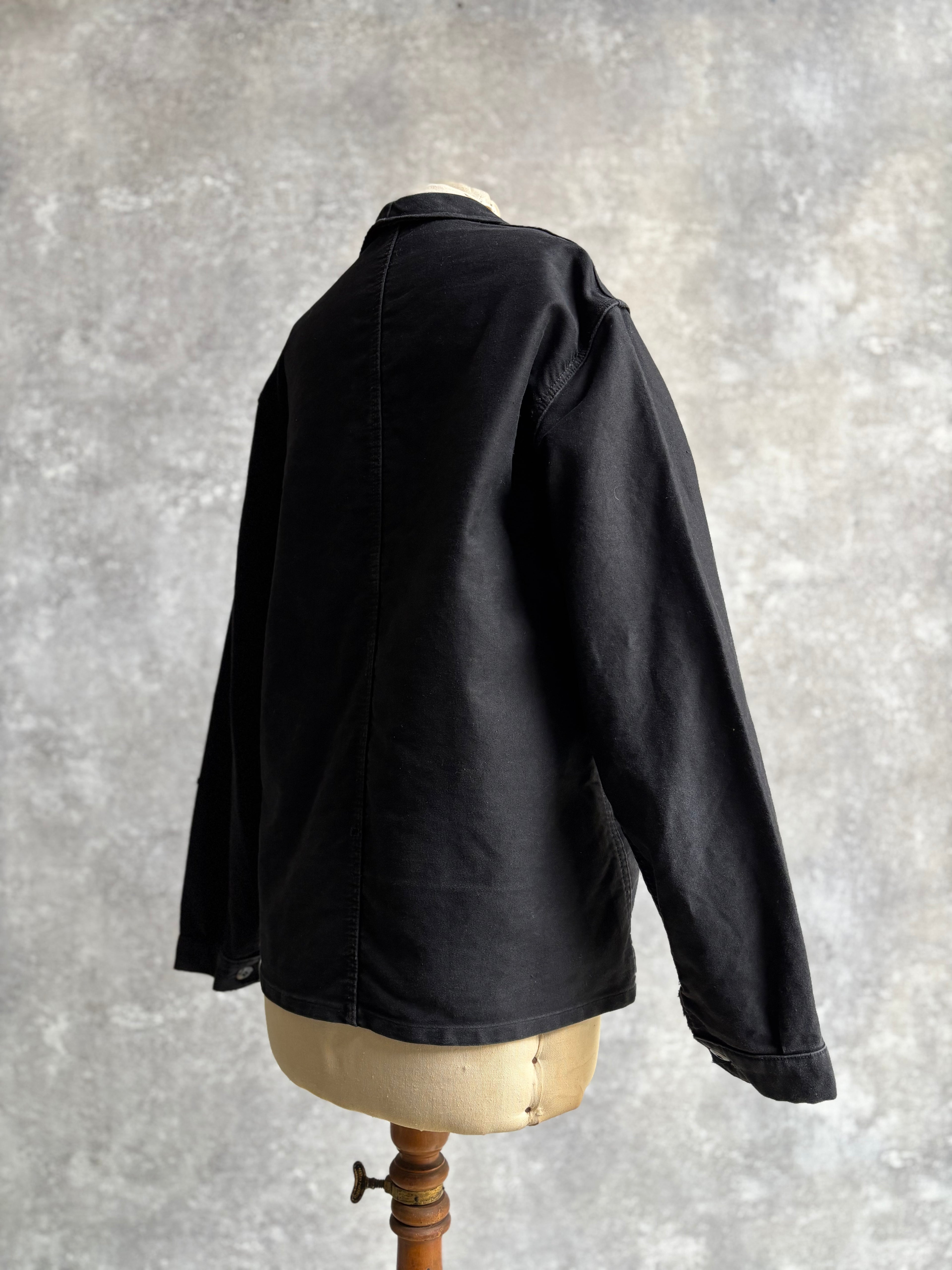 【~1980's】Vintage French Black Moleskin Work Jacket 『Adolphe Lafont アドルフ ラフォン』