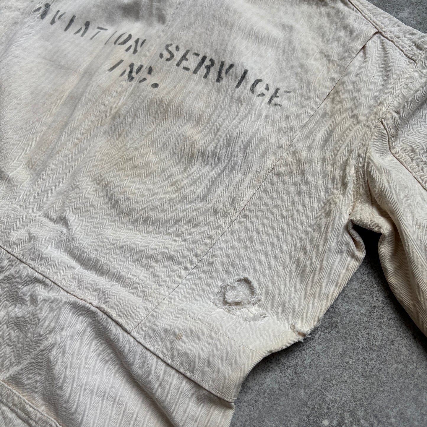 【1940's】Aviation Service Inc. White Coveralls 月桂樹ボタン