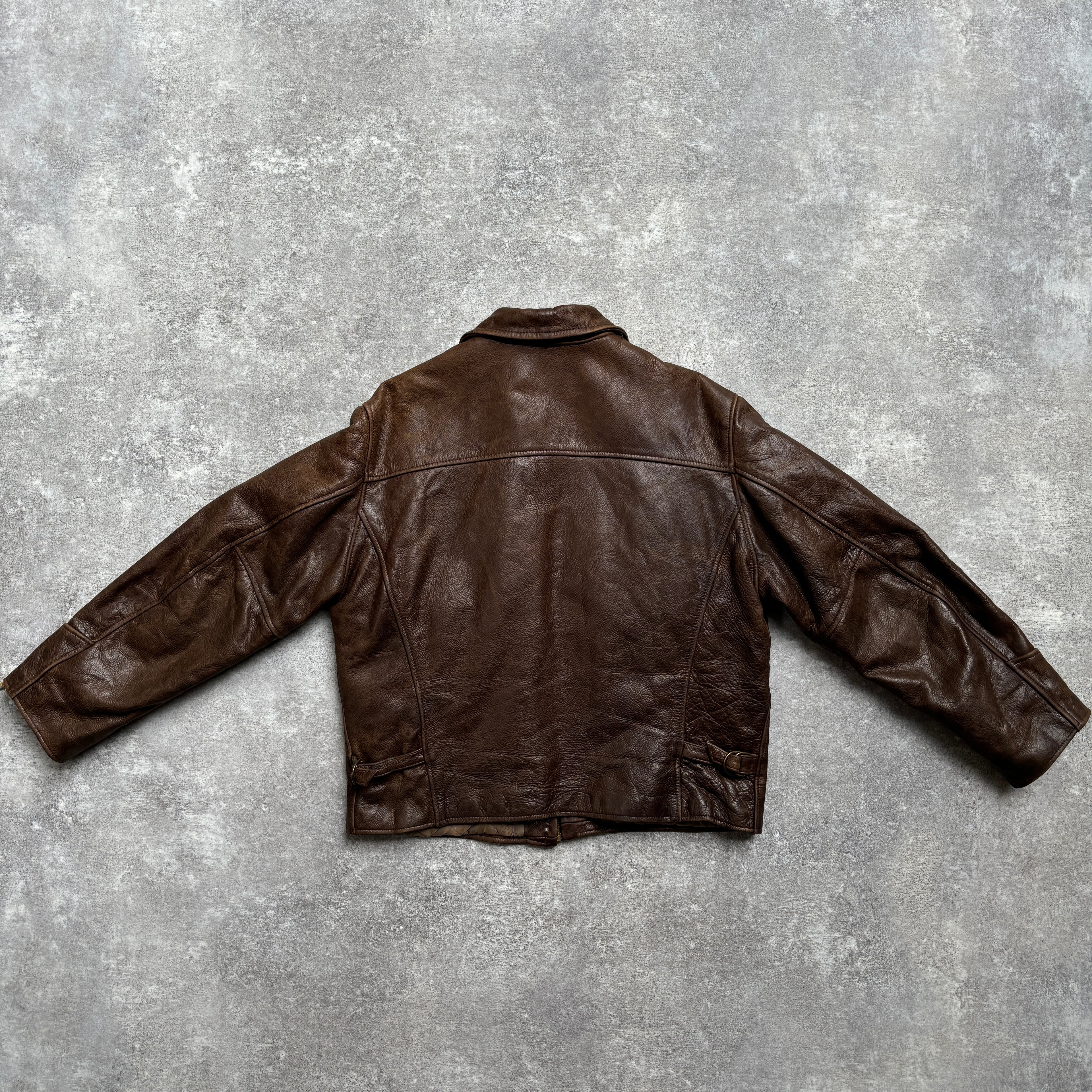 【~1990‘s】Brown Leather Jacket 『WORLD BEATERS』