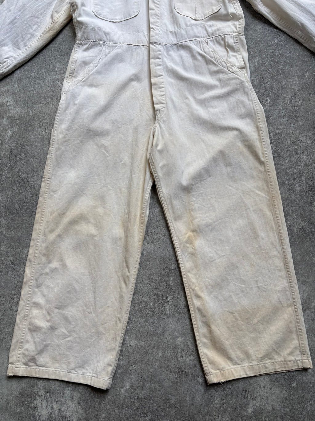 【1940's】Aviation Service Inc. White Coveralls 月桂樹ボタン