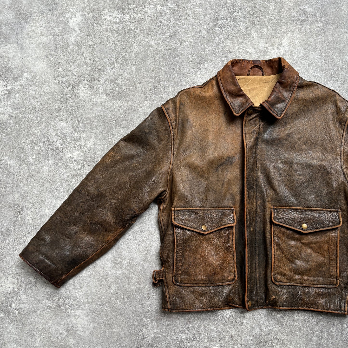 【~1990‘s】VERA PELLE Brown Leather Jacket