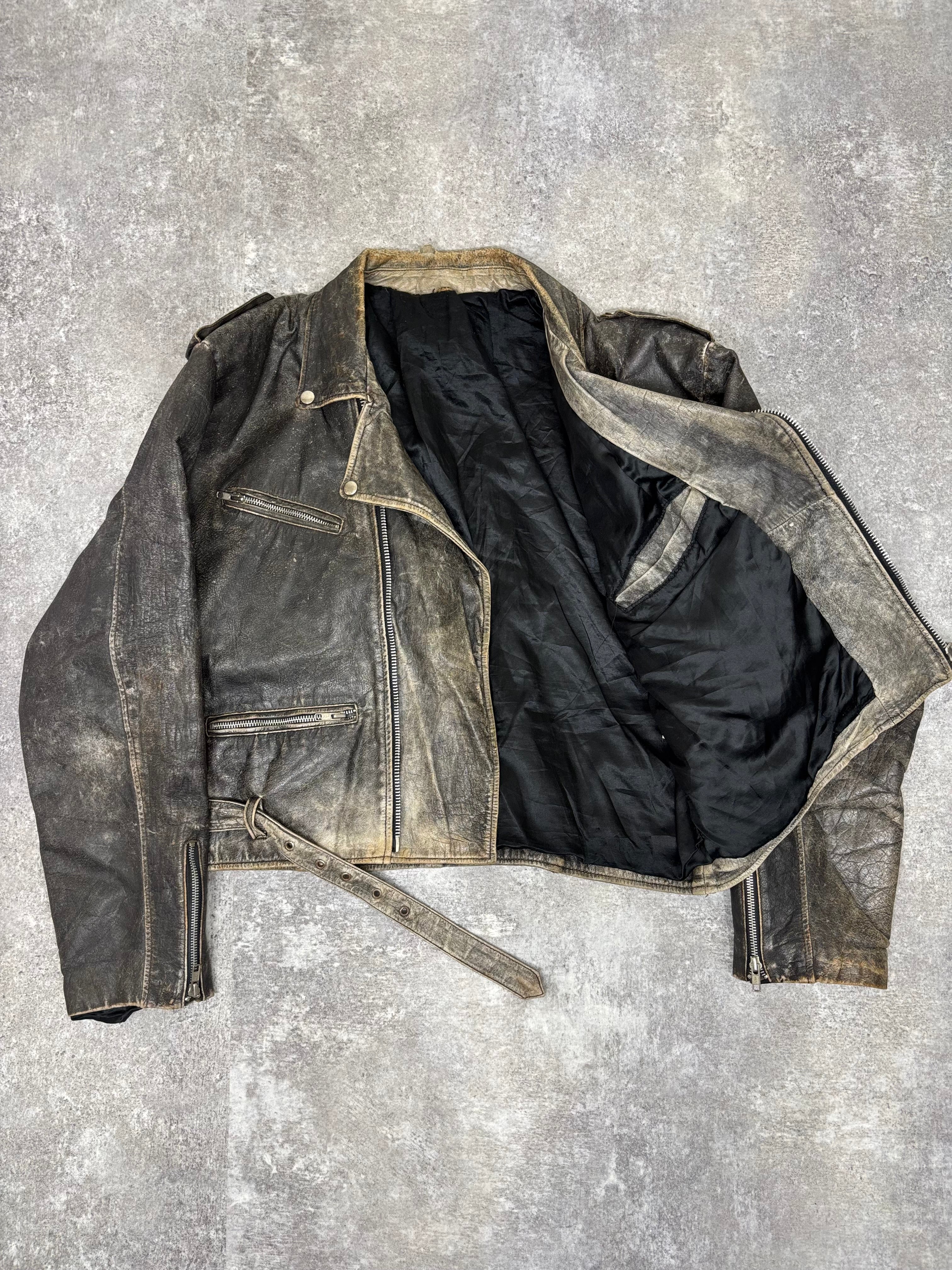 1990s Vintage Distressed Leather Riders Jacket – WITH GROW
