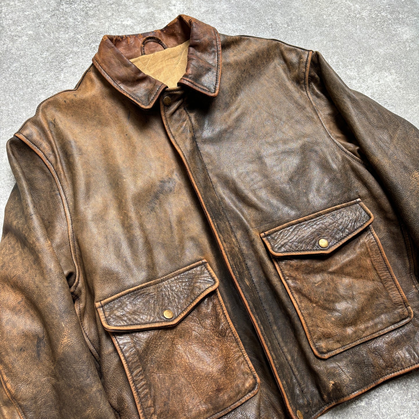 【~1990‘s】VERA PELLE Brown Leather Jacket