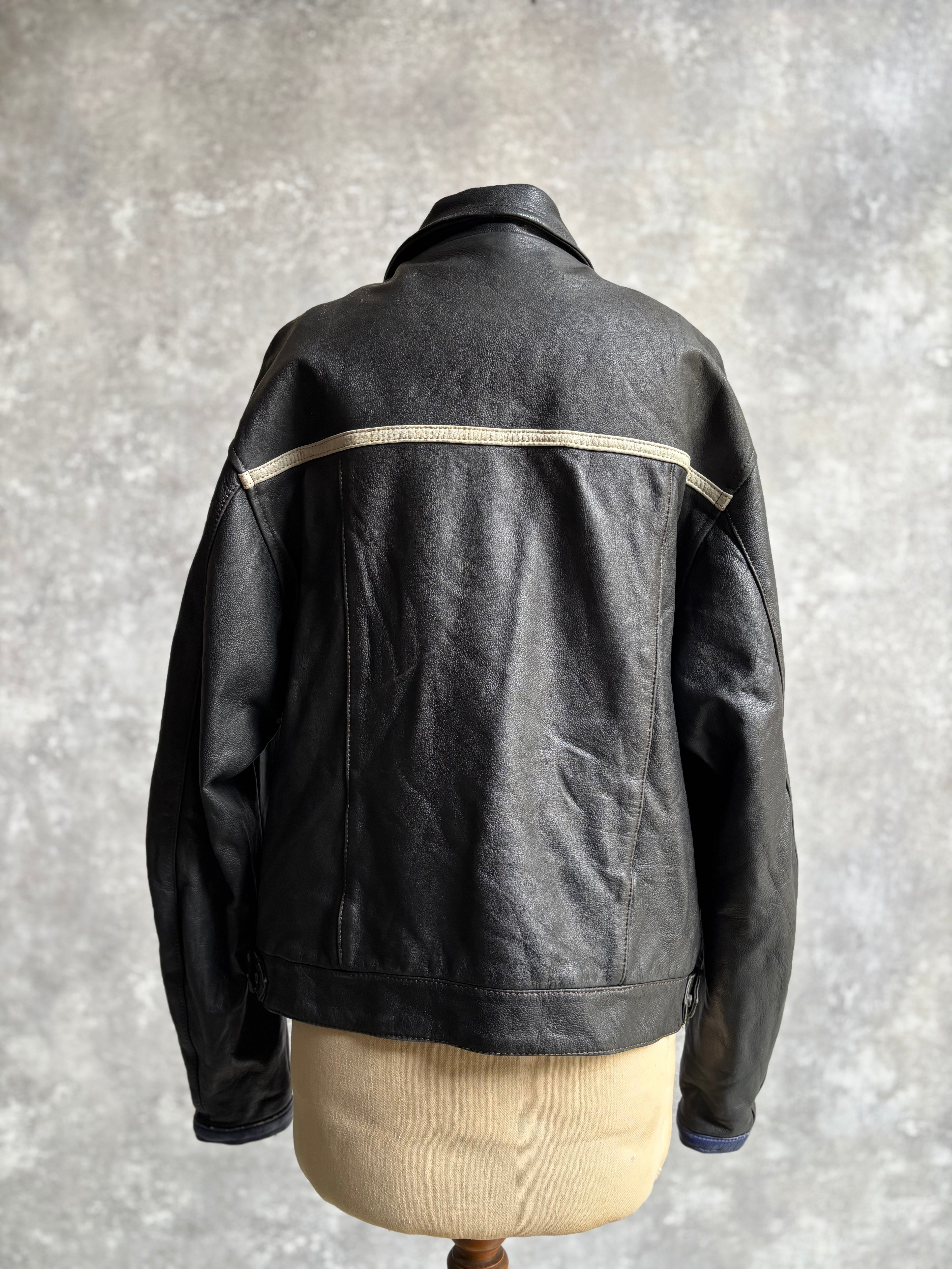 【~1990‘s】Black Leather Riders Jacket『Moto Mod』