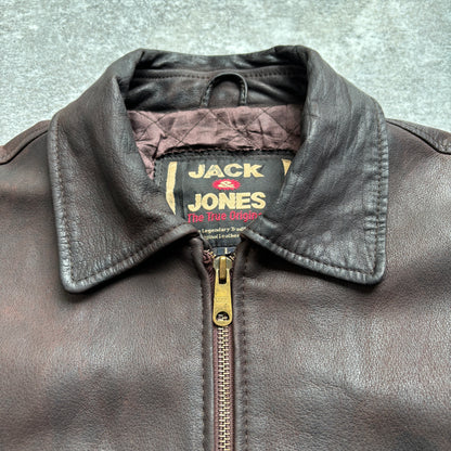 【~1990‘s】Brown Leather Jacket Single 『Jack & Jones』