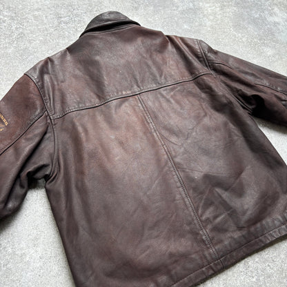 【~1990‘s】Brown Leather Jacket Single 『Jack & Jones』