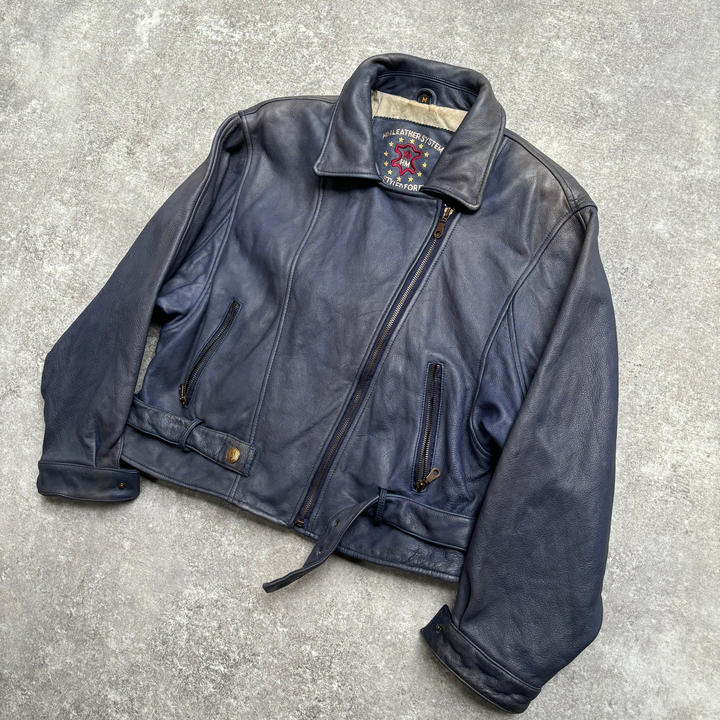 【~1990‘s】Germany Leather Riders Jacket『HM LEATHER SYSTEM』