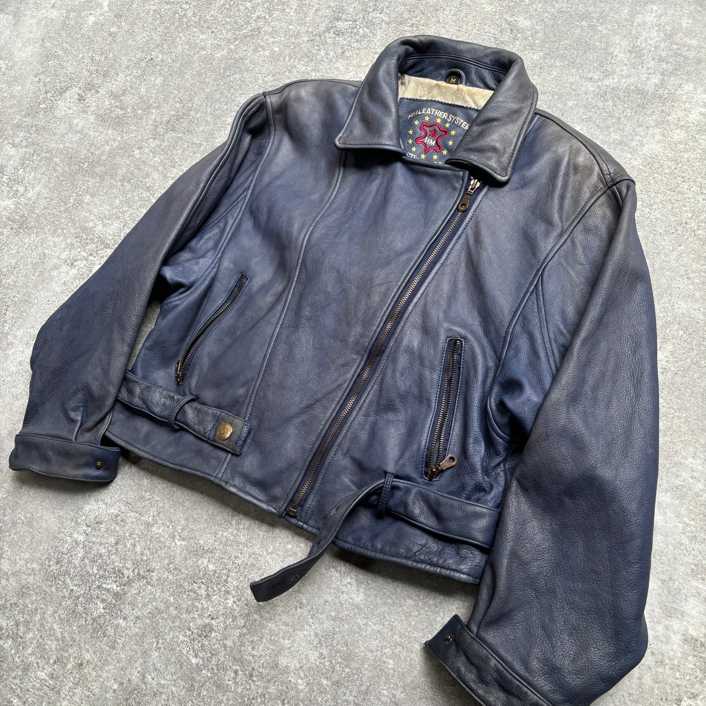 【~1990‘s】Germany Leather Riders Jacket『HM LEATHER SYSTEM』