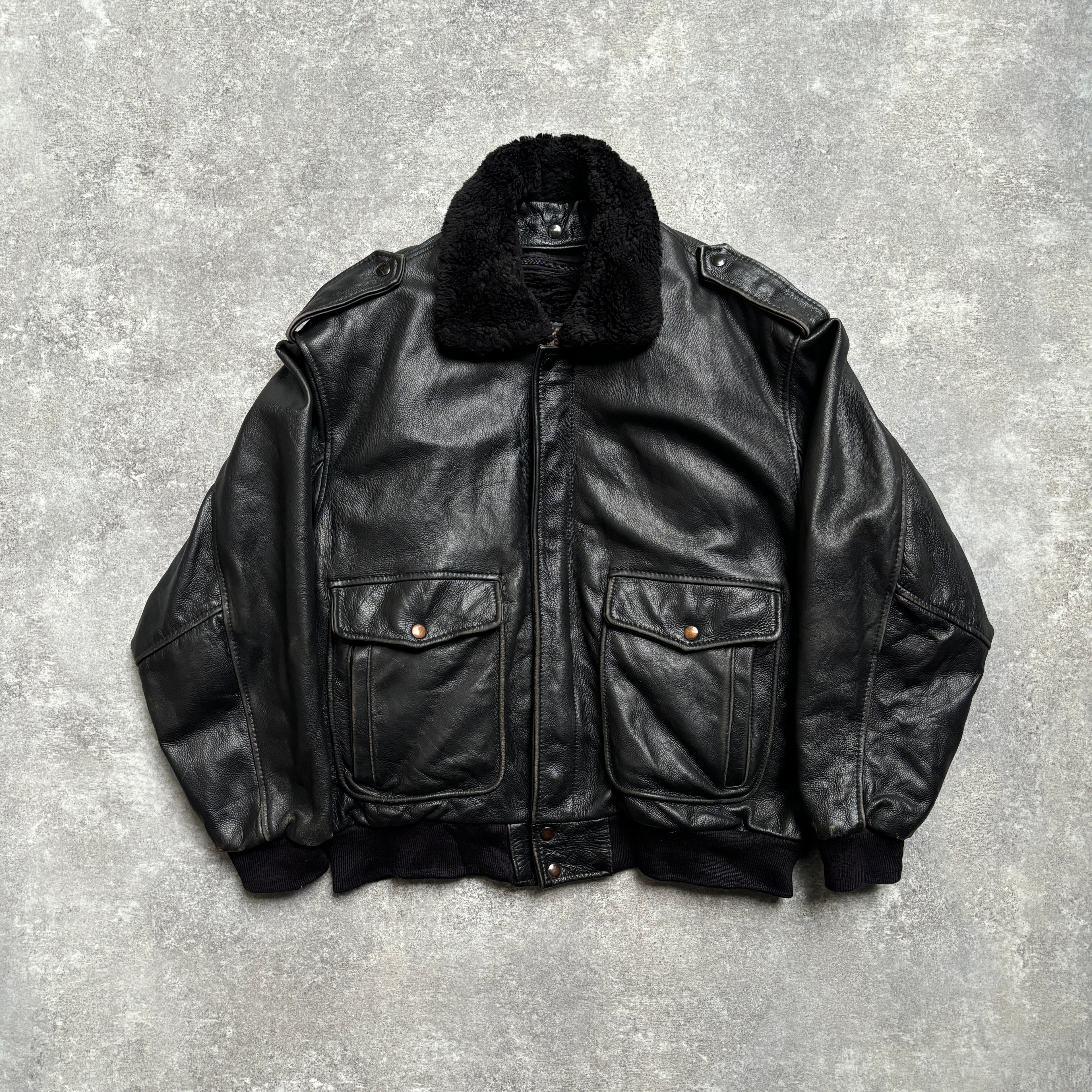 【1975】G-1 Type Black Leather Flight Jacket