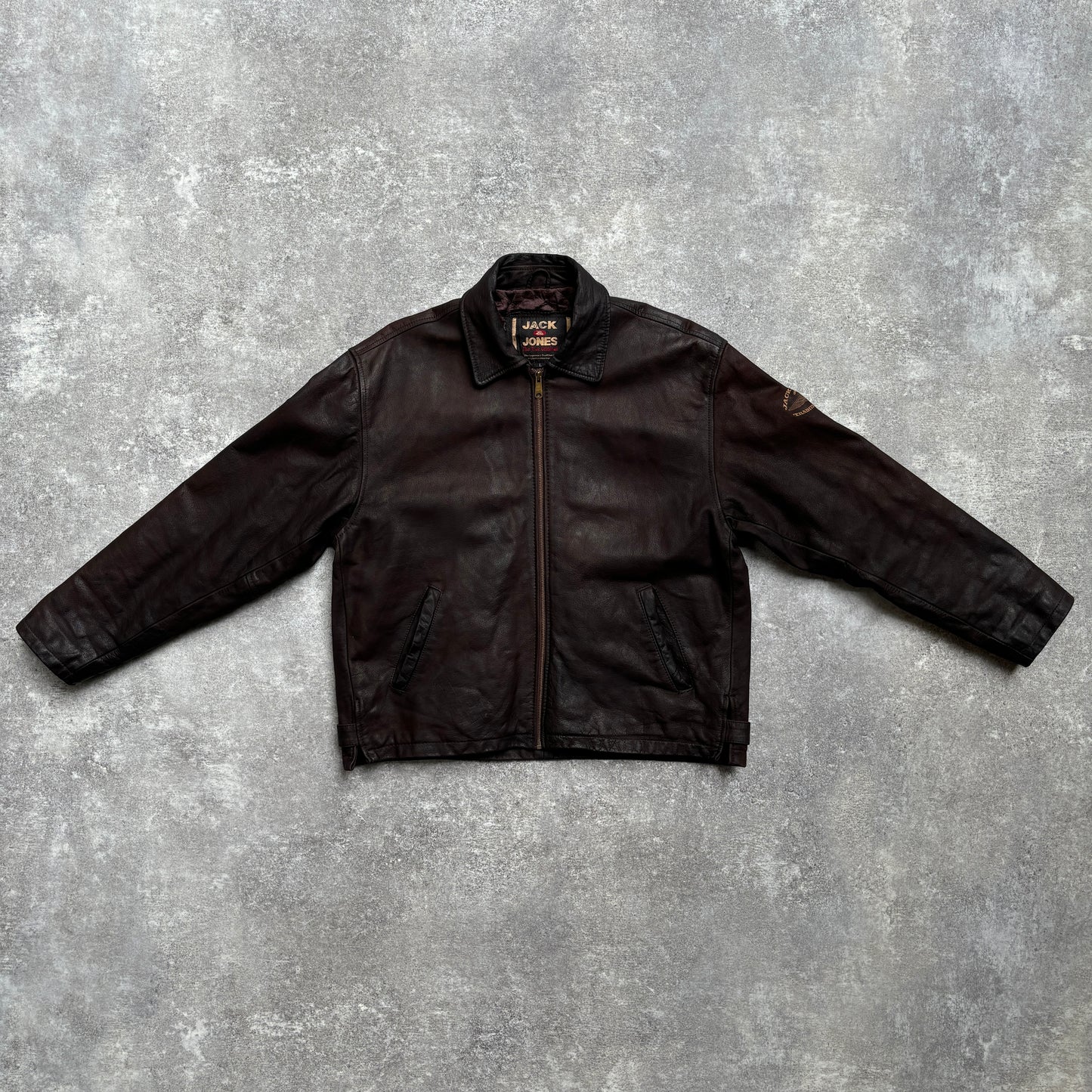 【~1990‘s】Brown Leather Jacket Single 『Jack & Jones』