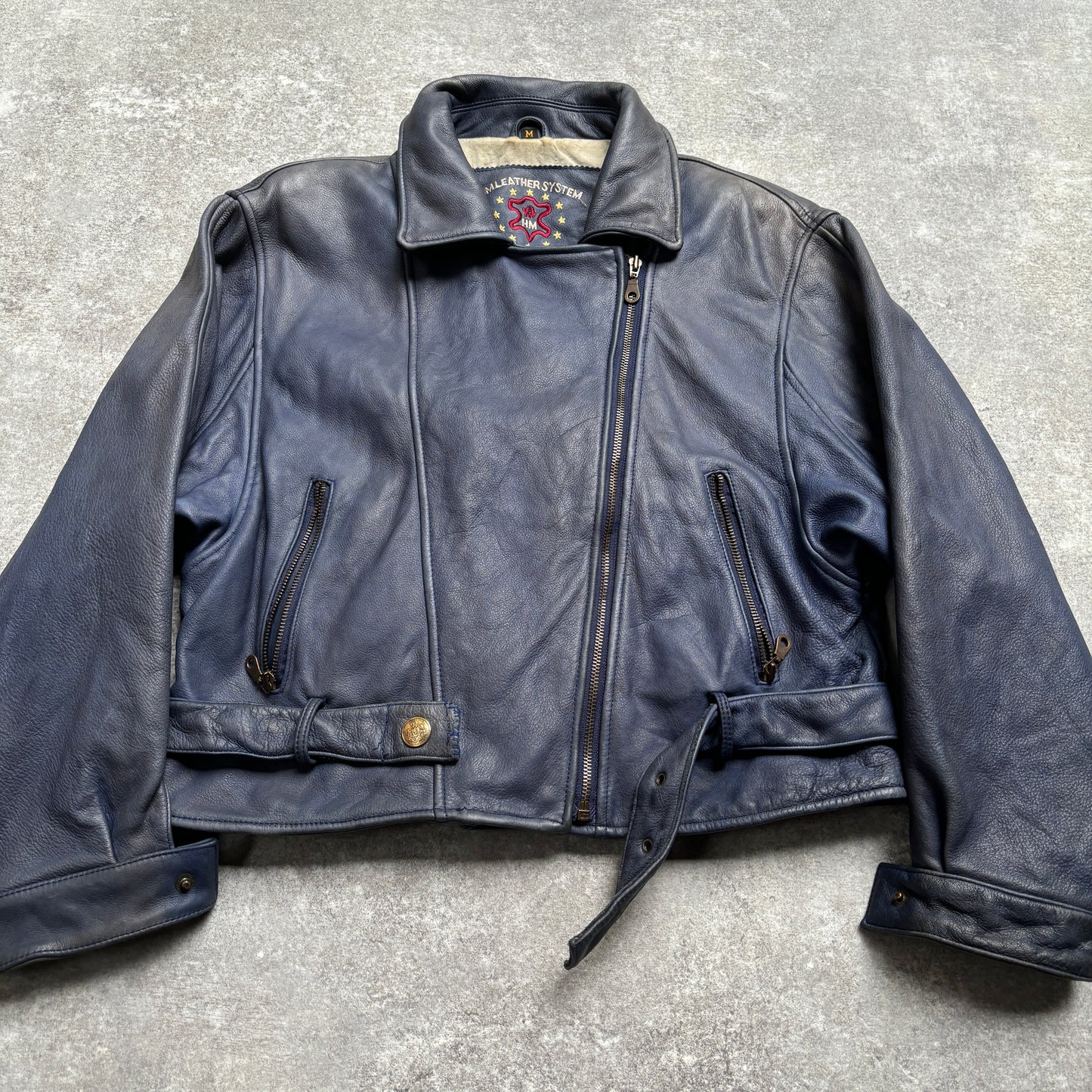 【~1990‘s】Germany Leather Riders Jacket『HM LEATHER SYSTEM』