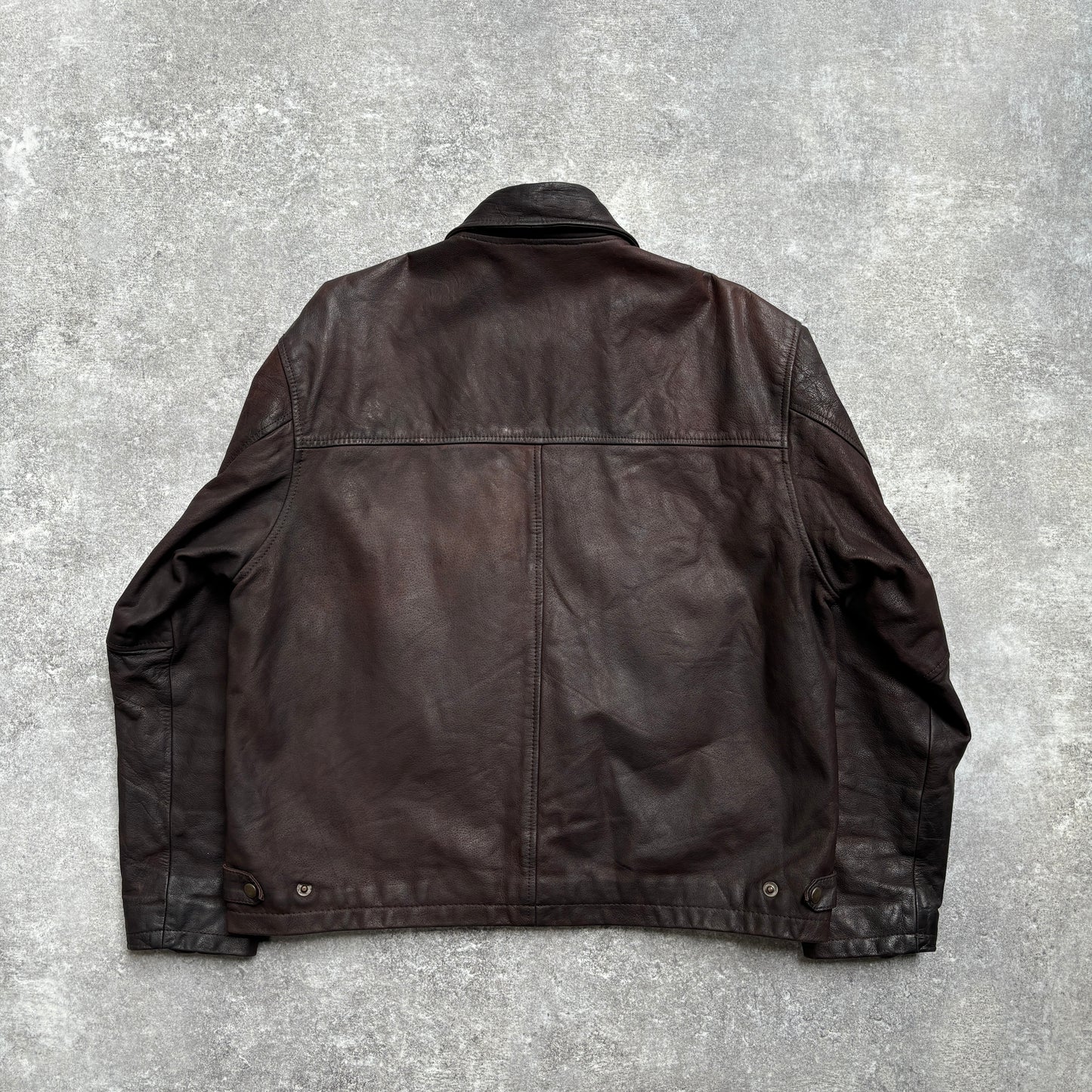 【~1990‘s】Brown Leather Jacket Single 『Jack & Jones』