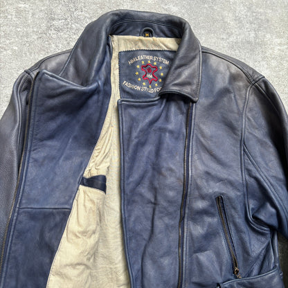 【~1990‘s】Germany Leather Riders Jacket『HM LEATHER SYSTEM』