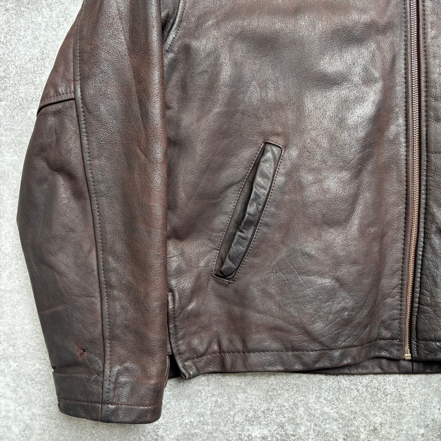 【~1990‘s】Brown Leather Jacket Single 『Jack & Jones』