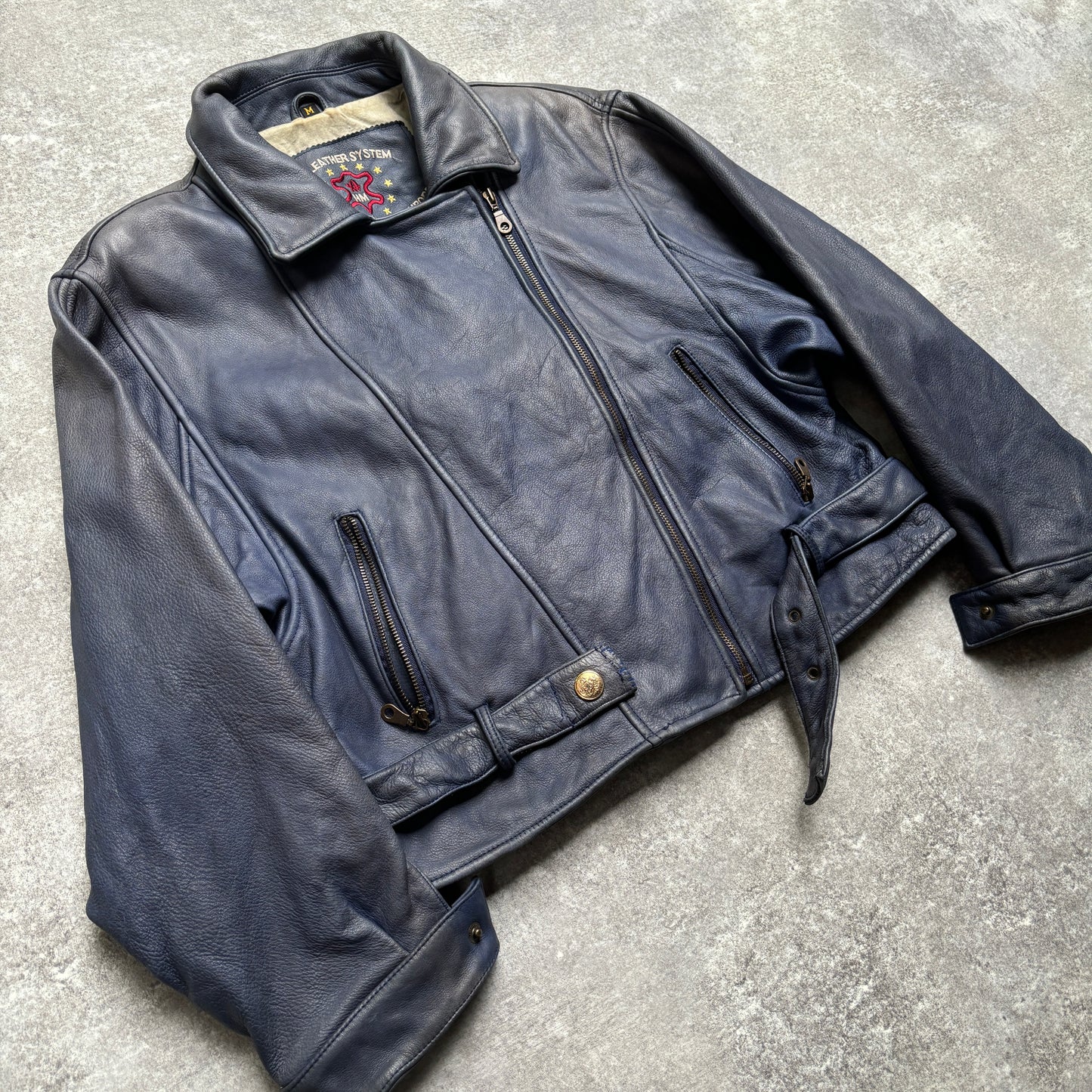 【~1990‘s】Germany Leather Riders Jacket『HM LEATHER SYSTEM』