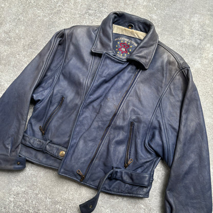 【~1990‘s】Germany Leather Riders Jacket『HM LEATHER SYSTEM』