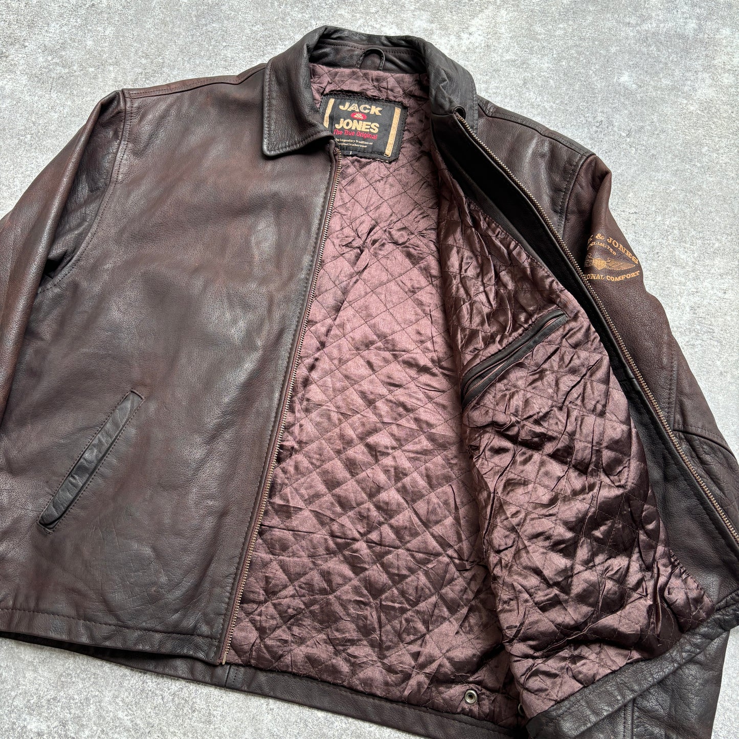 【~1990‘s】Brown Leather Jacket Single 『Jack & Jones』