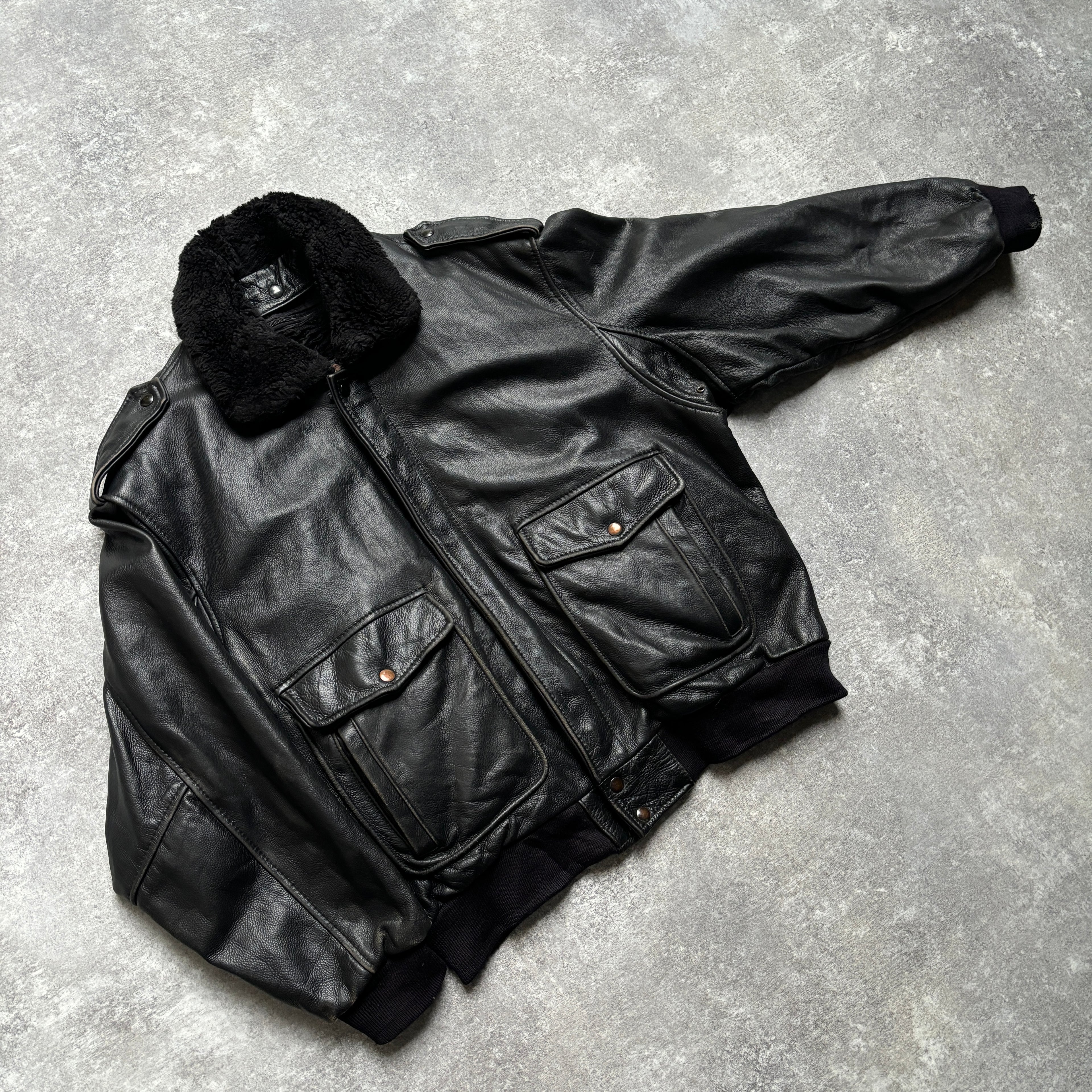【1975】G-1 Type Black Leather Flight Jacket