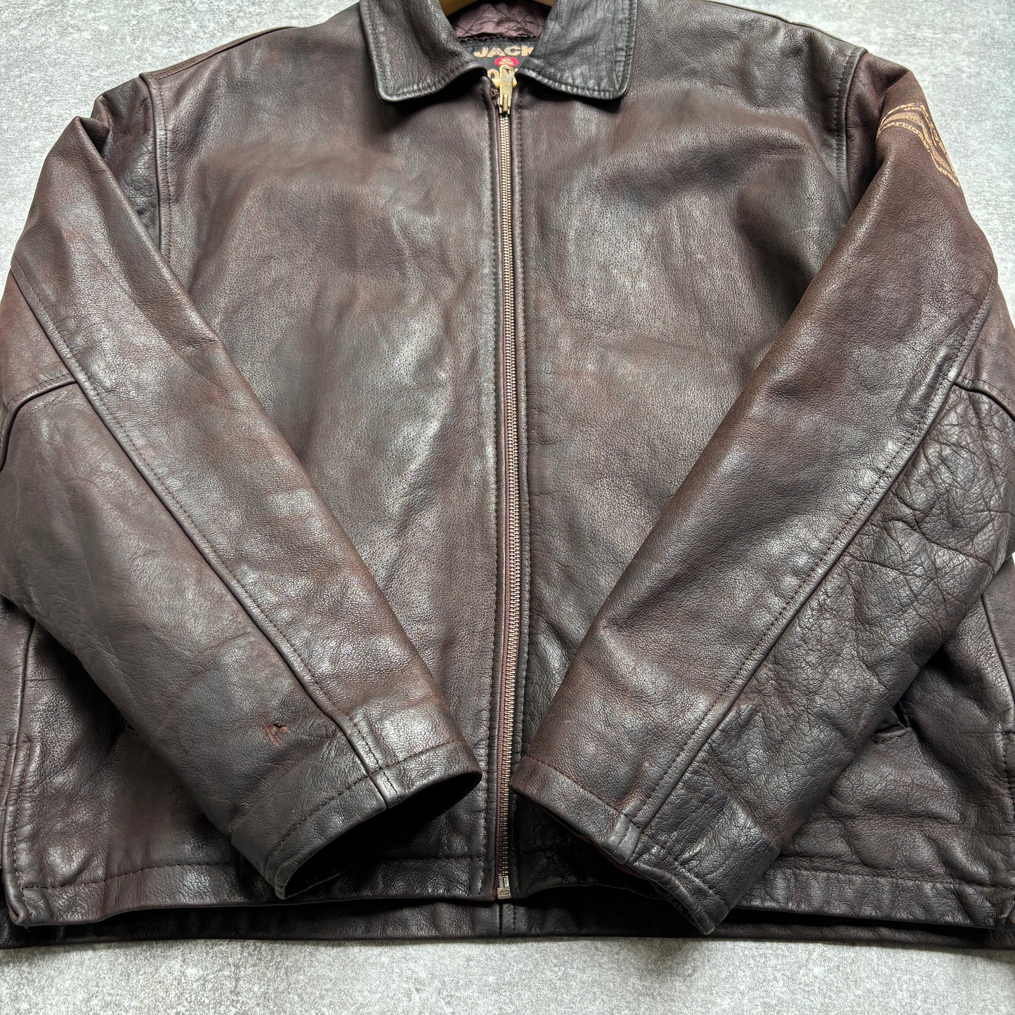 【~1990‘s】Brown Leather Jacket Single 『Jack & Jones』