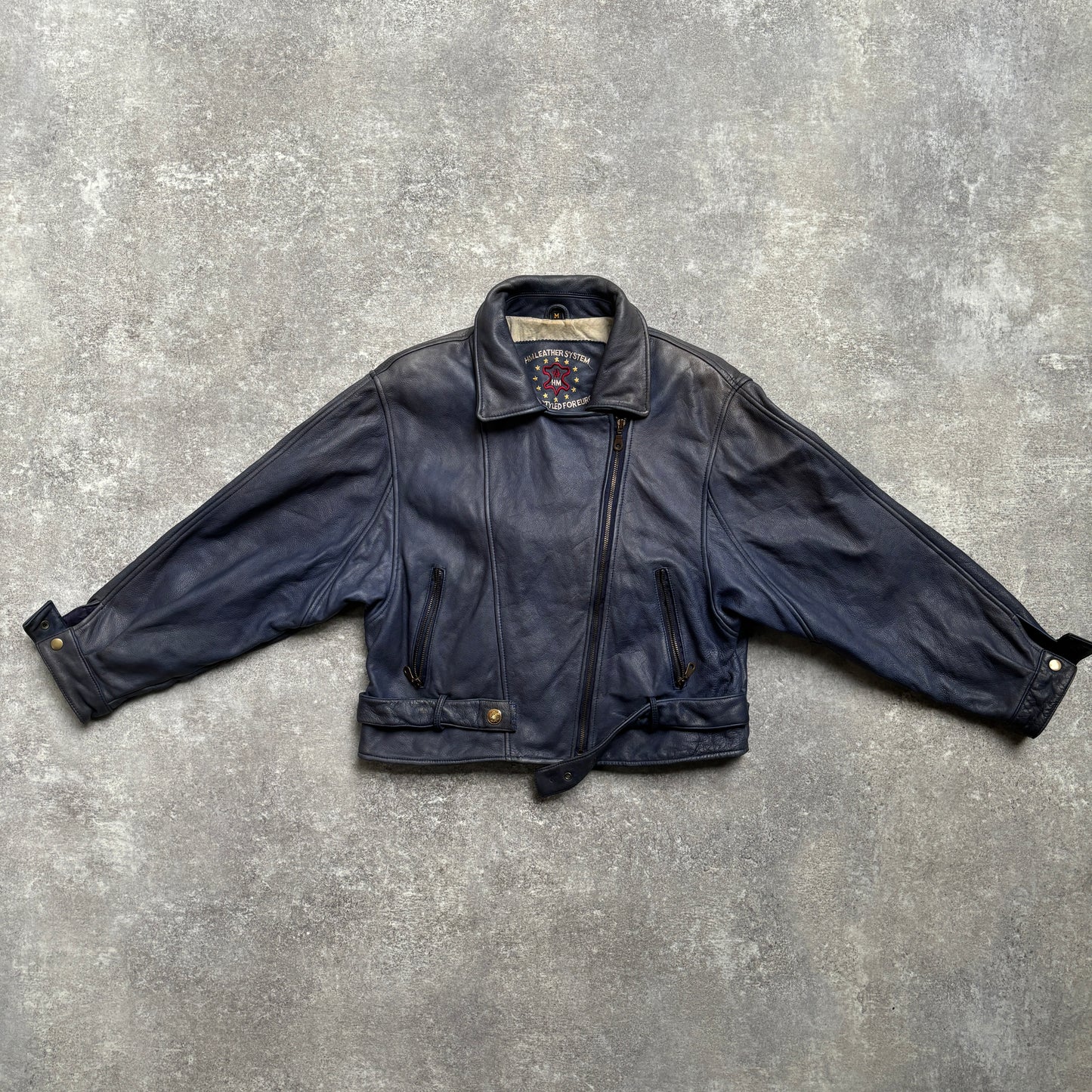 【~1990‘s】Germany Leather Riders Jacket『HM LEATHER SYSTEM』