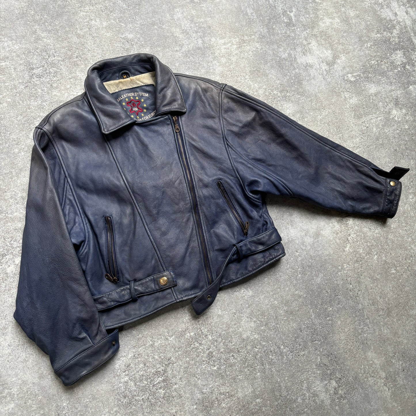 【~1990‘s】Germany Leather Riders Jacket『HM LEATHER SYSTEM』