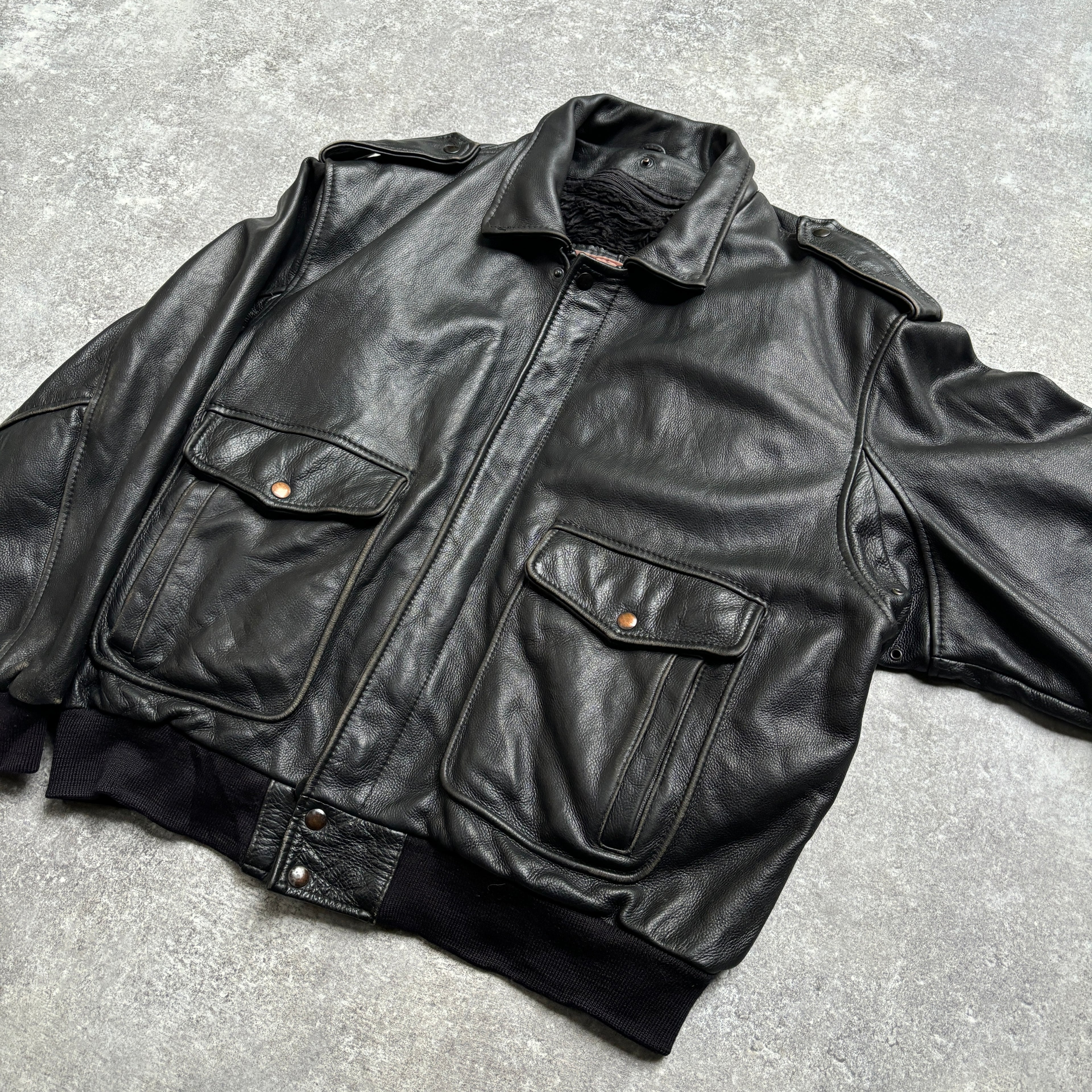 【1975】G-1 Type Black Leather Flight Jacket