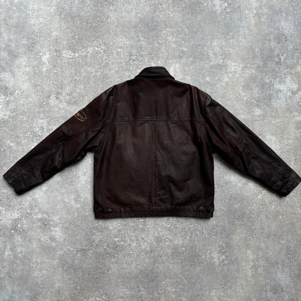 【~1990‘s】Brown Leather Jacket Single 『Jack & Jones』