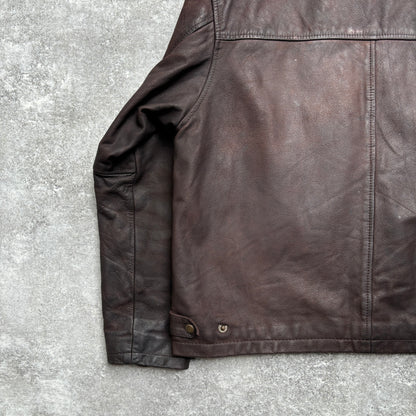 【~1990‘s】Brown Leather Jacket Single 『Jack & Jones』