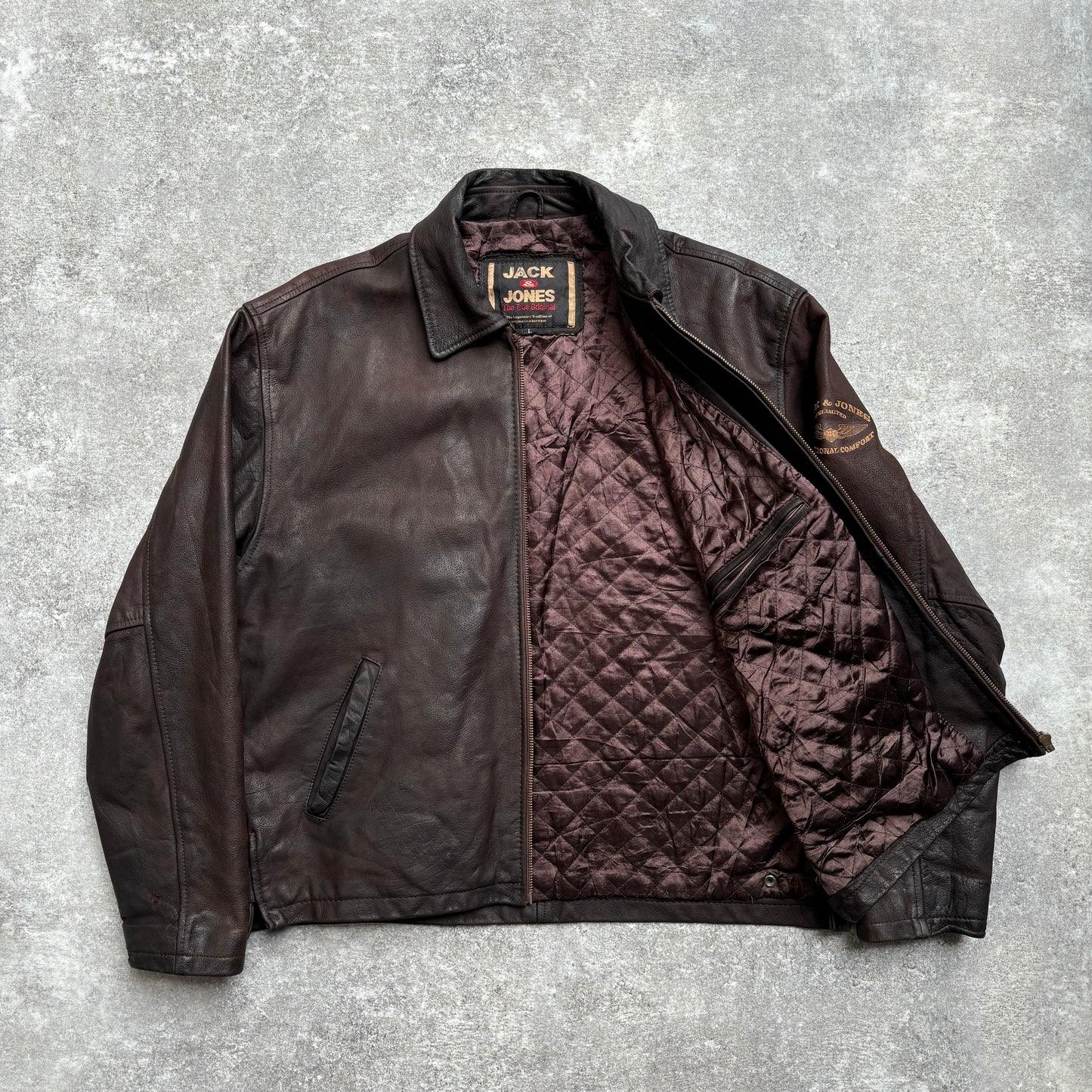 【~1990‘s】Brown Leather Jacket Single 『Jack & Jones』