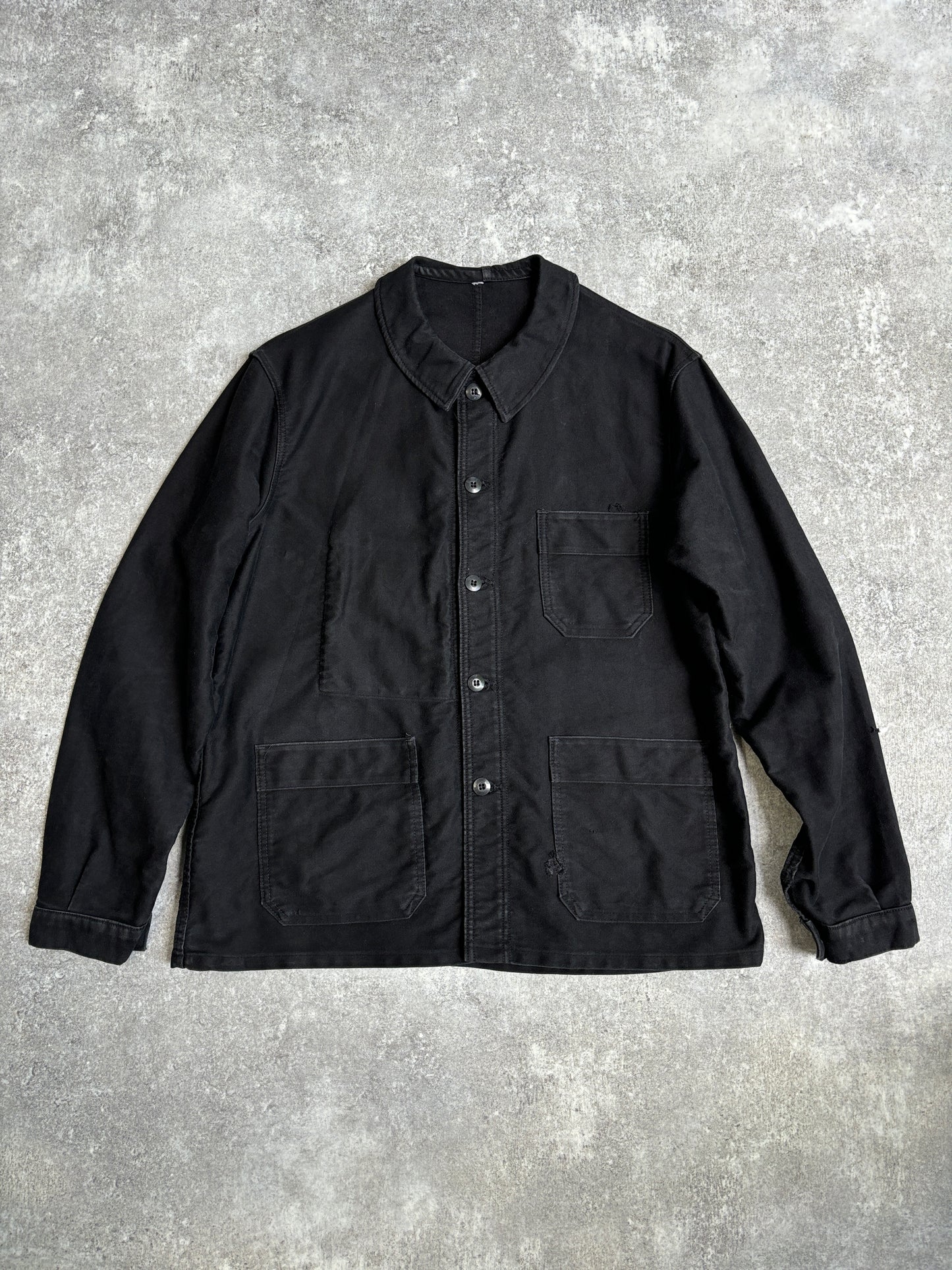 [~80's] French Vintage Black Moleskin Work Jacket 『Adolphe Lafont』