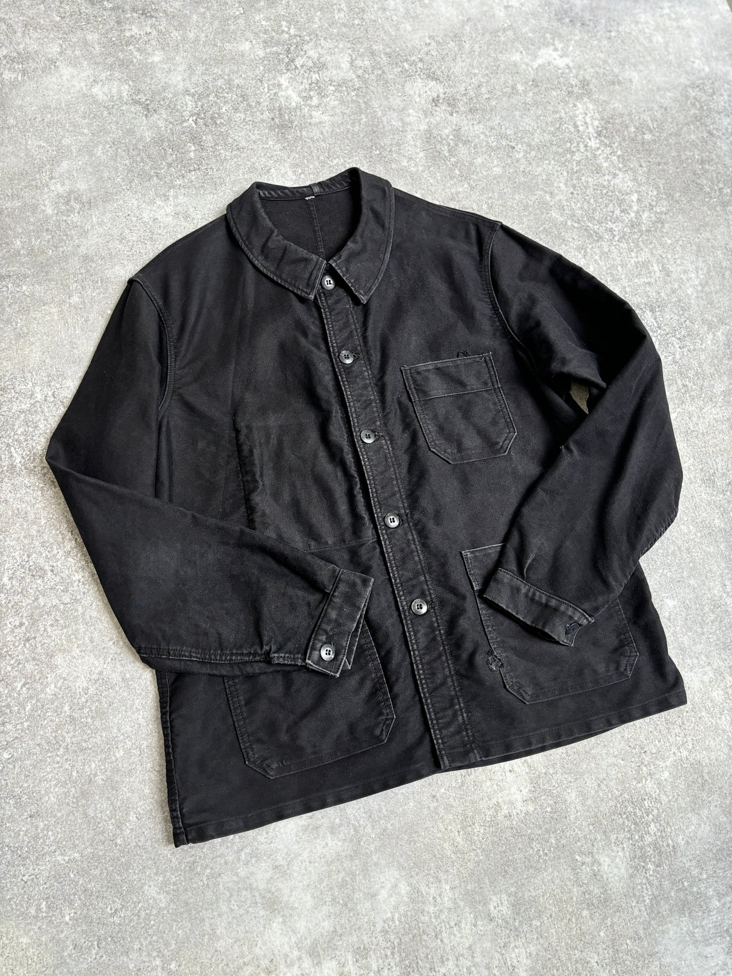 [~80's] French Vintage Black Moleskin Work Jacket 『Adolphe Lafont』