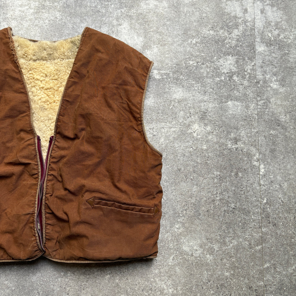 【~1970's】Vintage French Sheep Fleece Canvas Vest