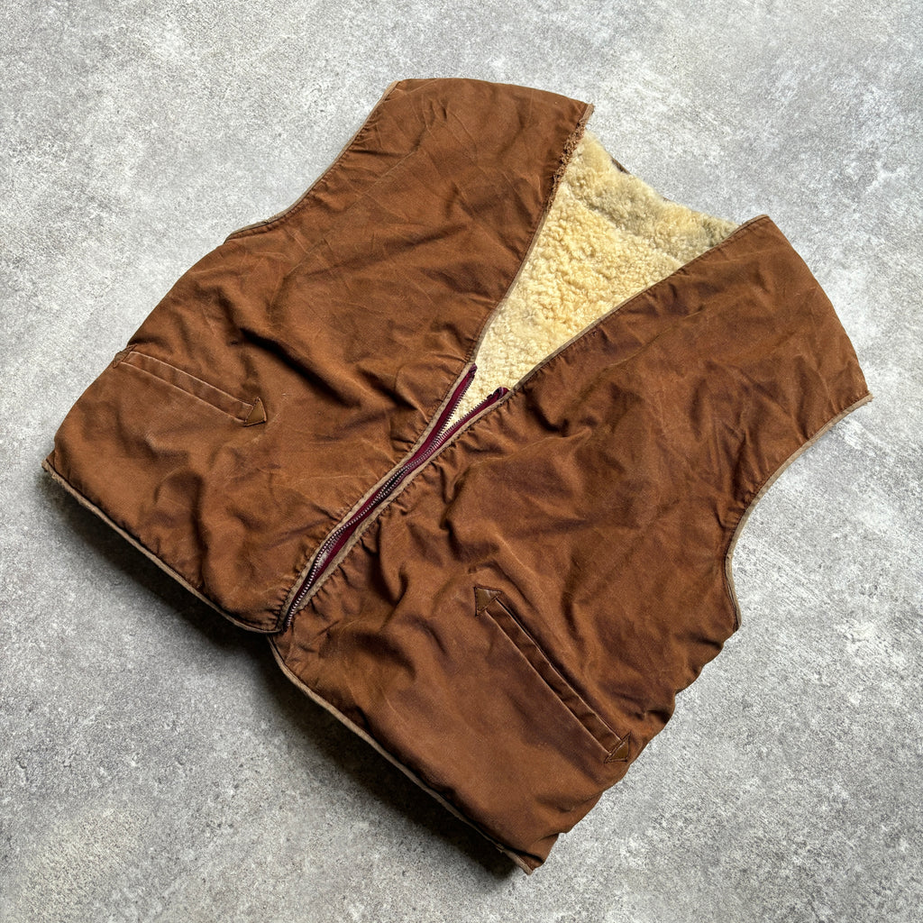 【~1970's】Vintage French Sheep Fleece Canvas Vest